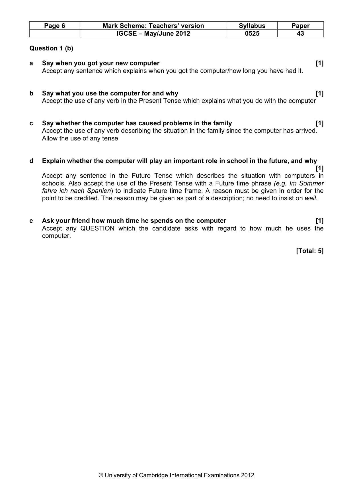 Mark scheme, page 6 of 20