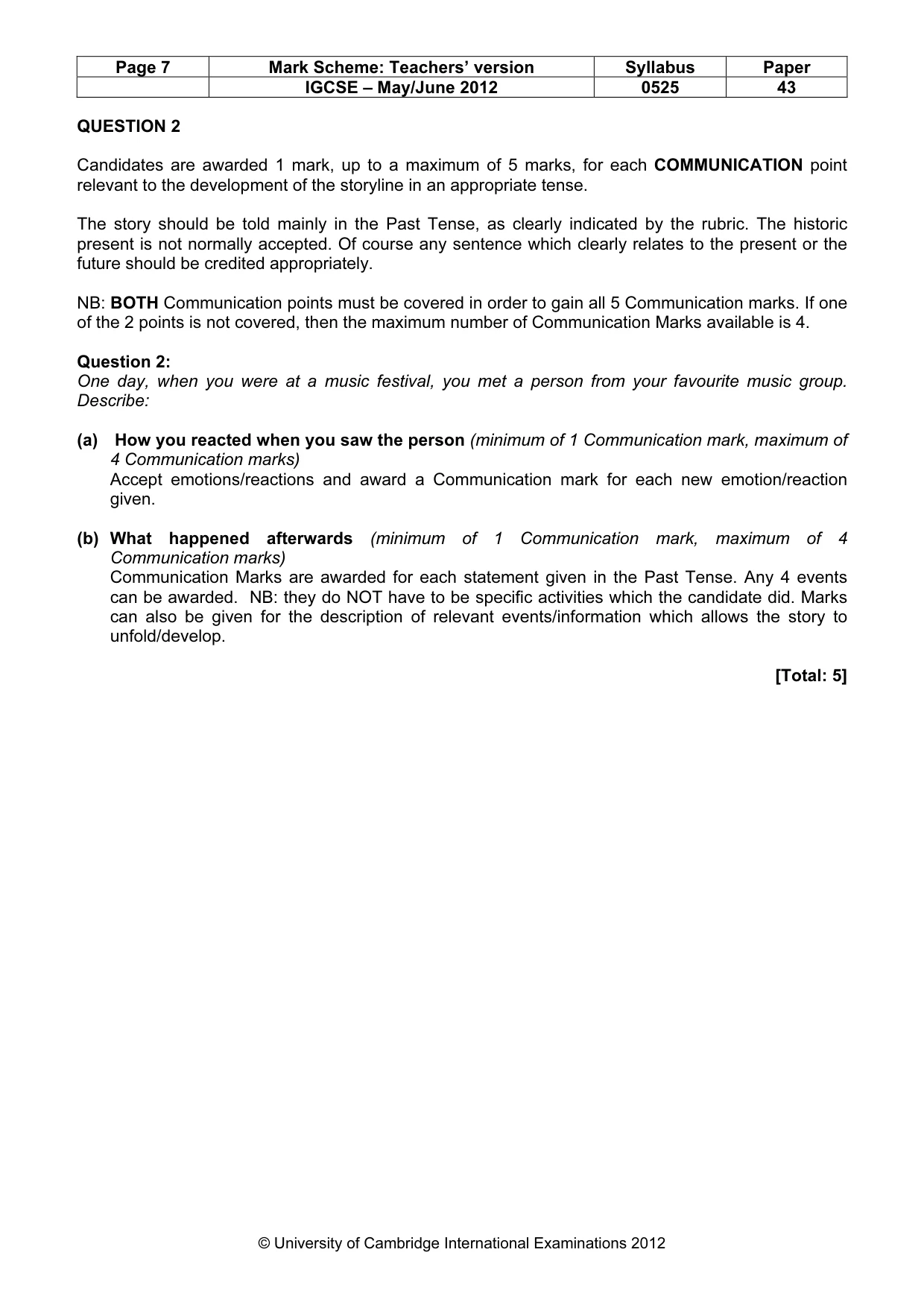 Mark scheme, page 7 of 20