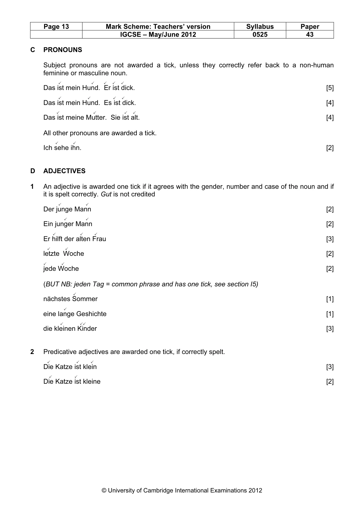 Mark scheme, page 13 of 20