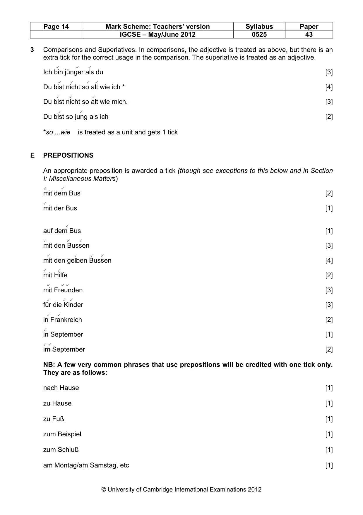 Mark scheme, page 14 of 20