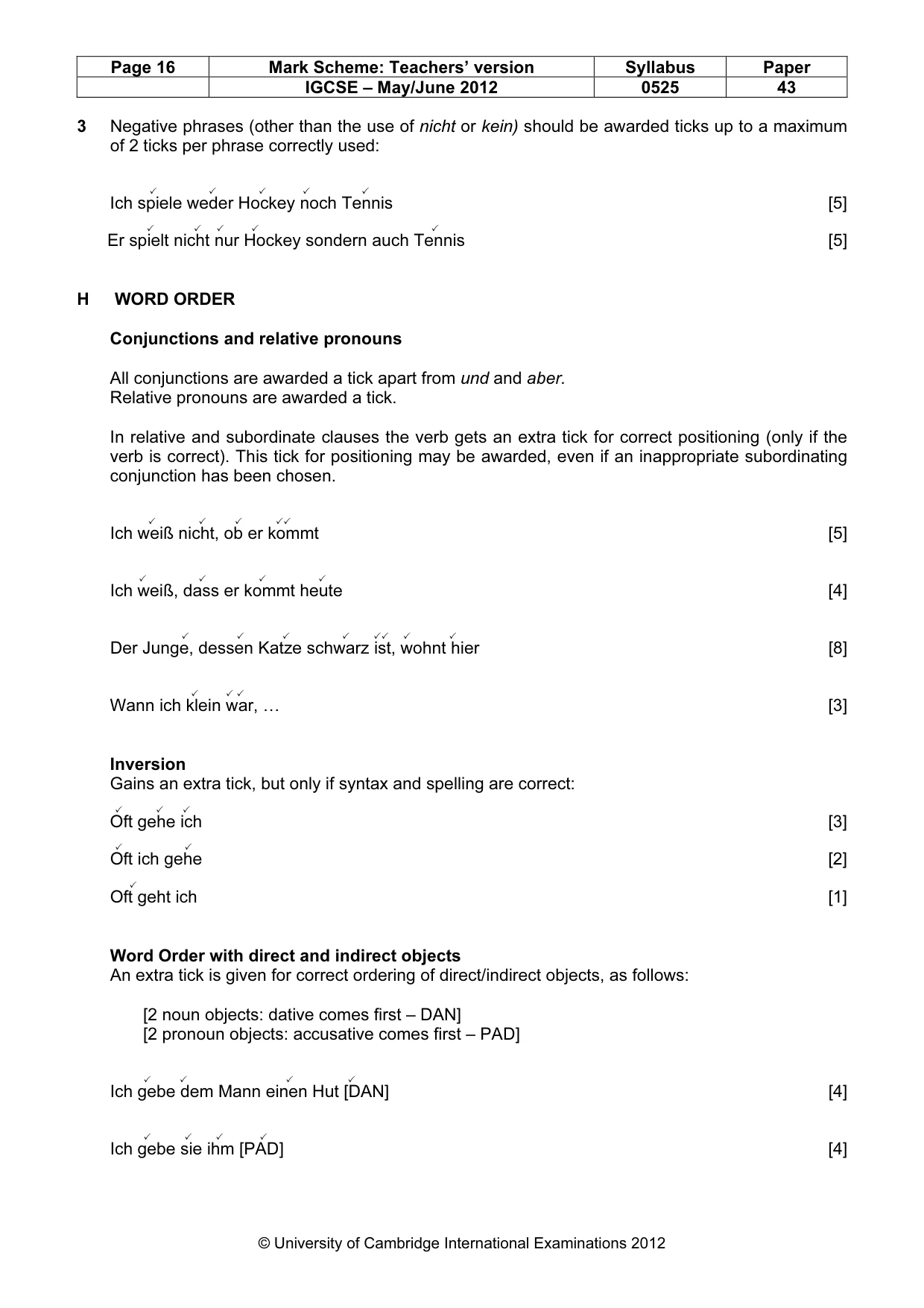 Mark scheme, page 16 of 20