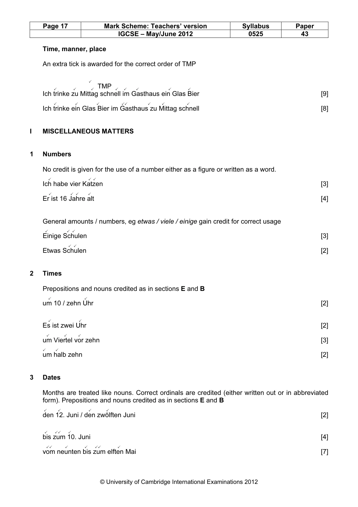 Mark scheme, page 17 of 20
