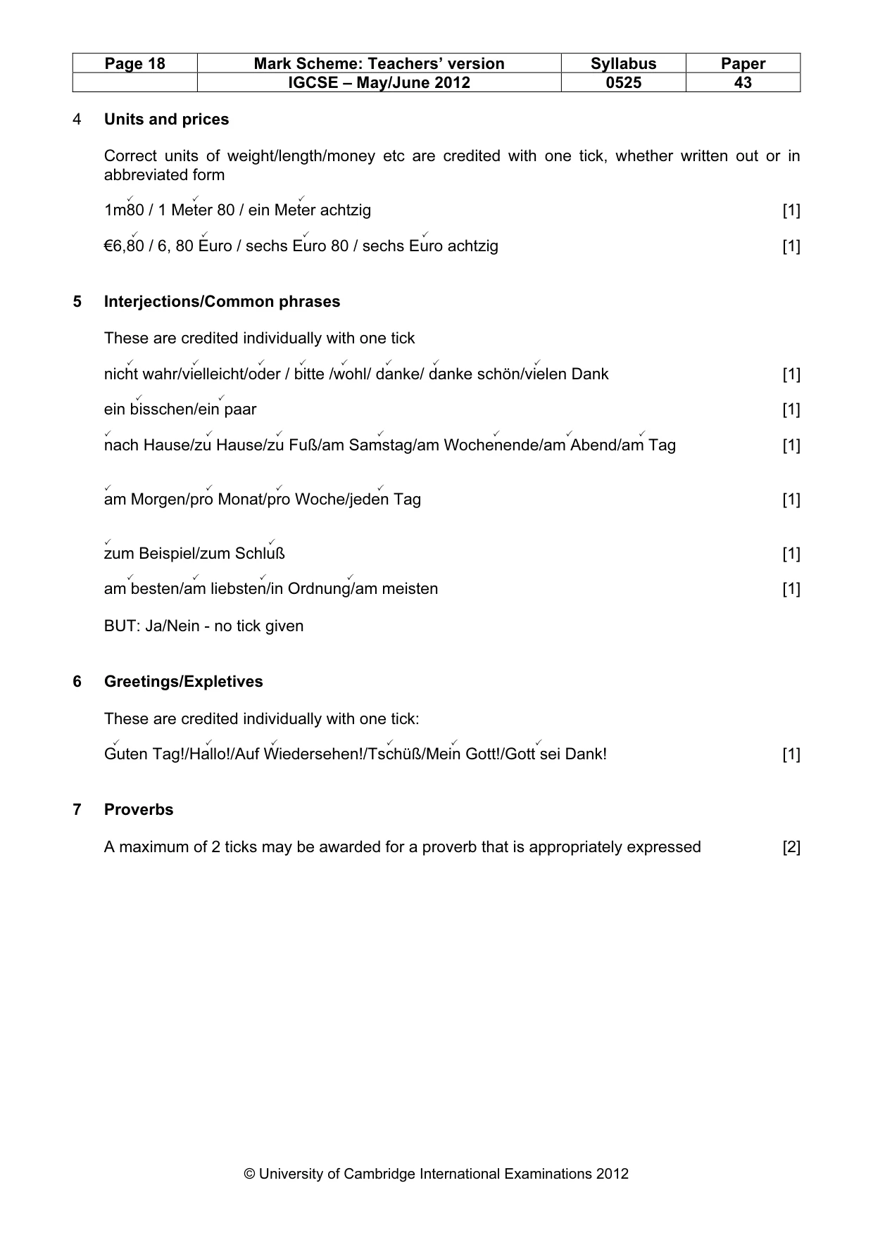 Mark scheme, page 18 of 20