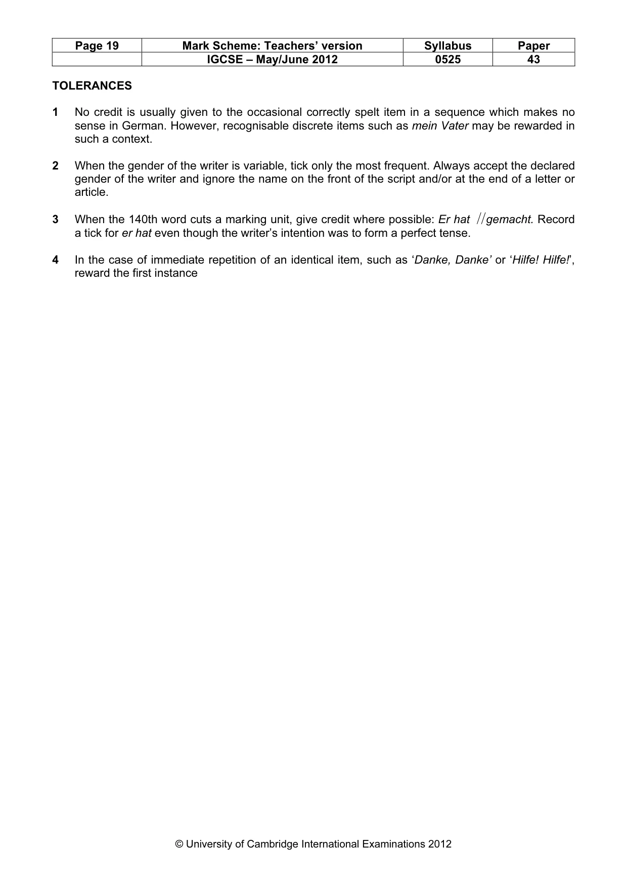 Mark scheme, page 19 of 20