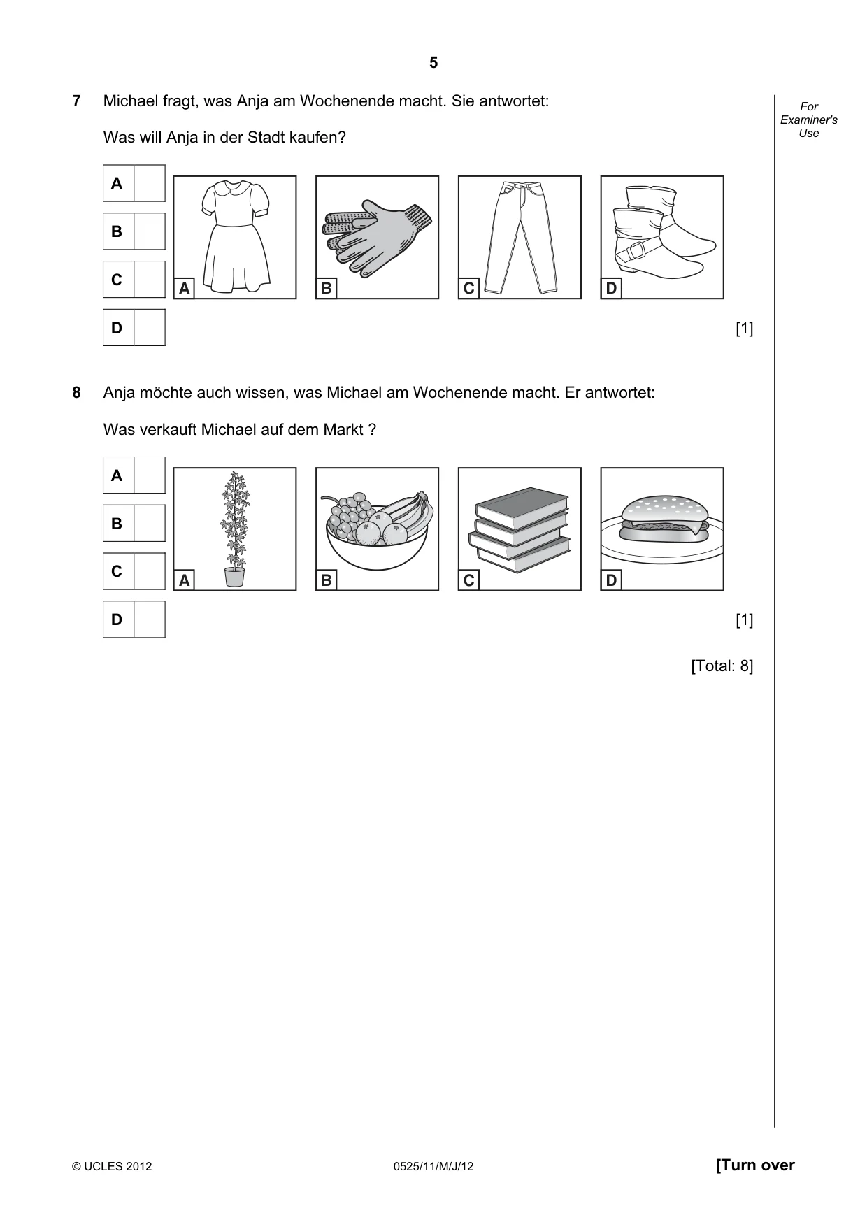 Cambridge IGCSE German - Foreign Language 0525 2012 May/June Paper 1 · Variant 1 question paper, page 5 of 16