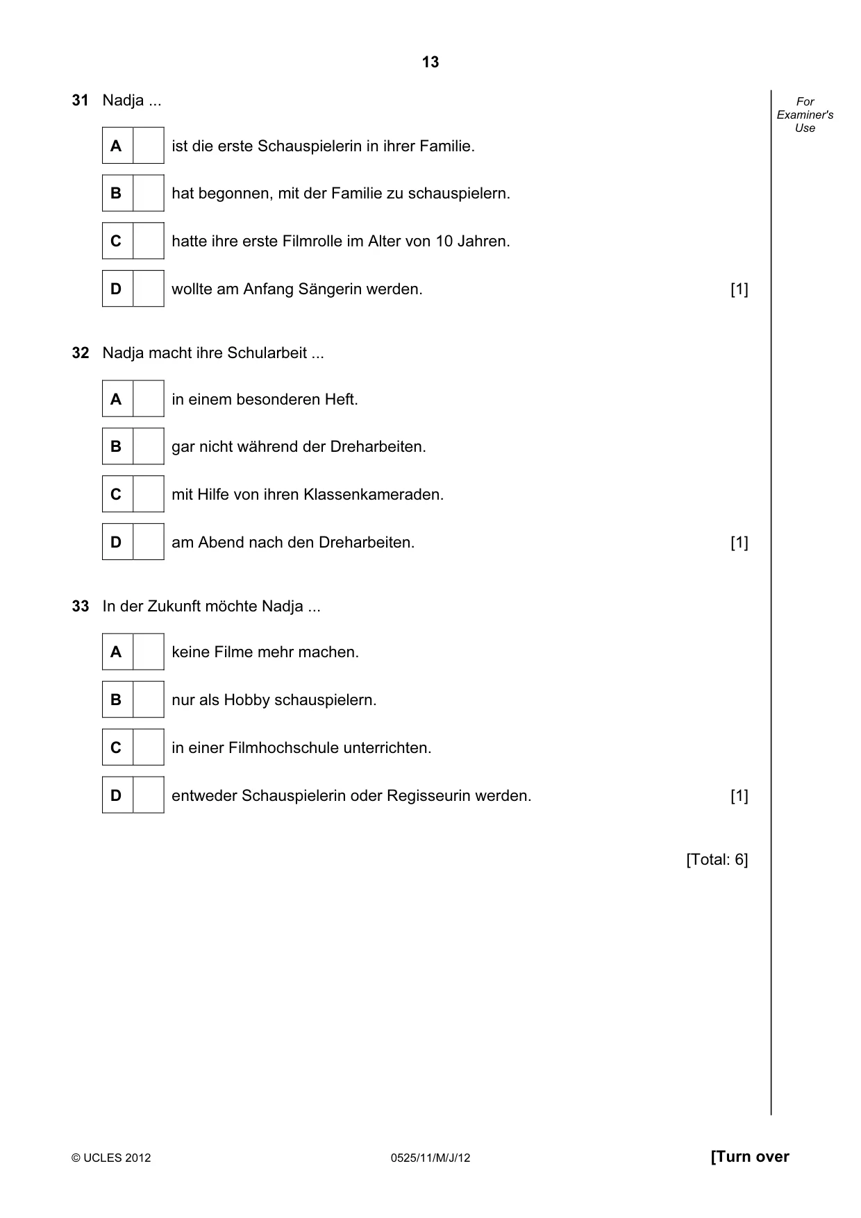 Cambridge IGCSE German - Foreign Language 0525 2012 May/June Paper 1 · Variant 1 question paper, page 13 of 16