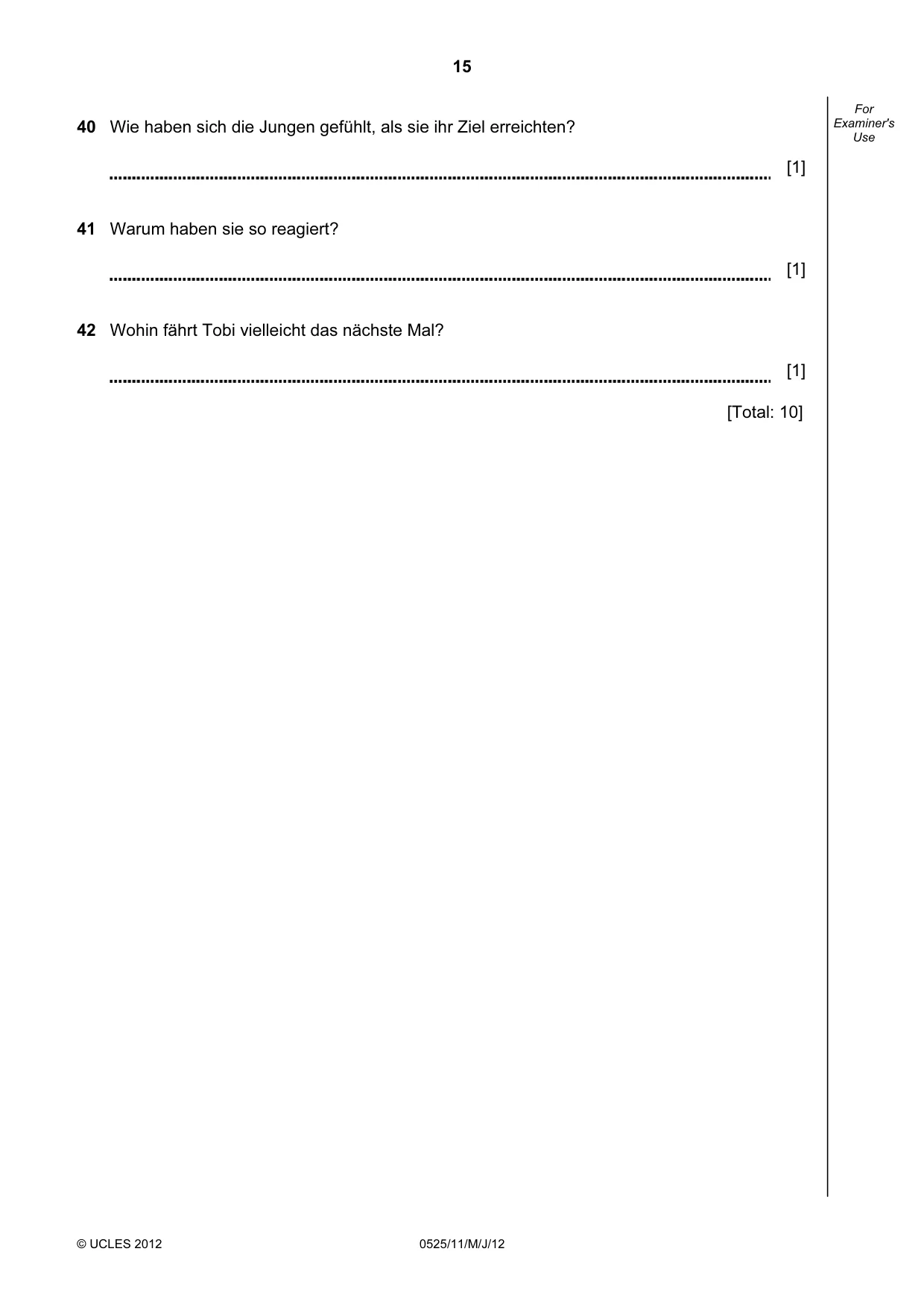 Cambridge IGCSE German - Foreign Language 0525 2012 May/June Paper 1 · Variant 1 question paper, page 15 of 16