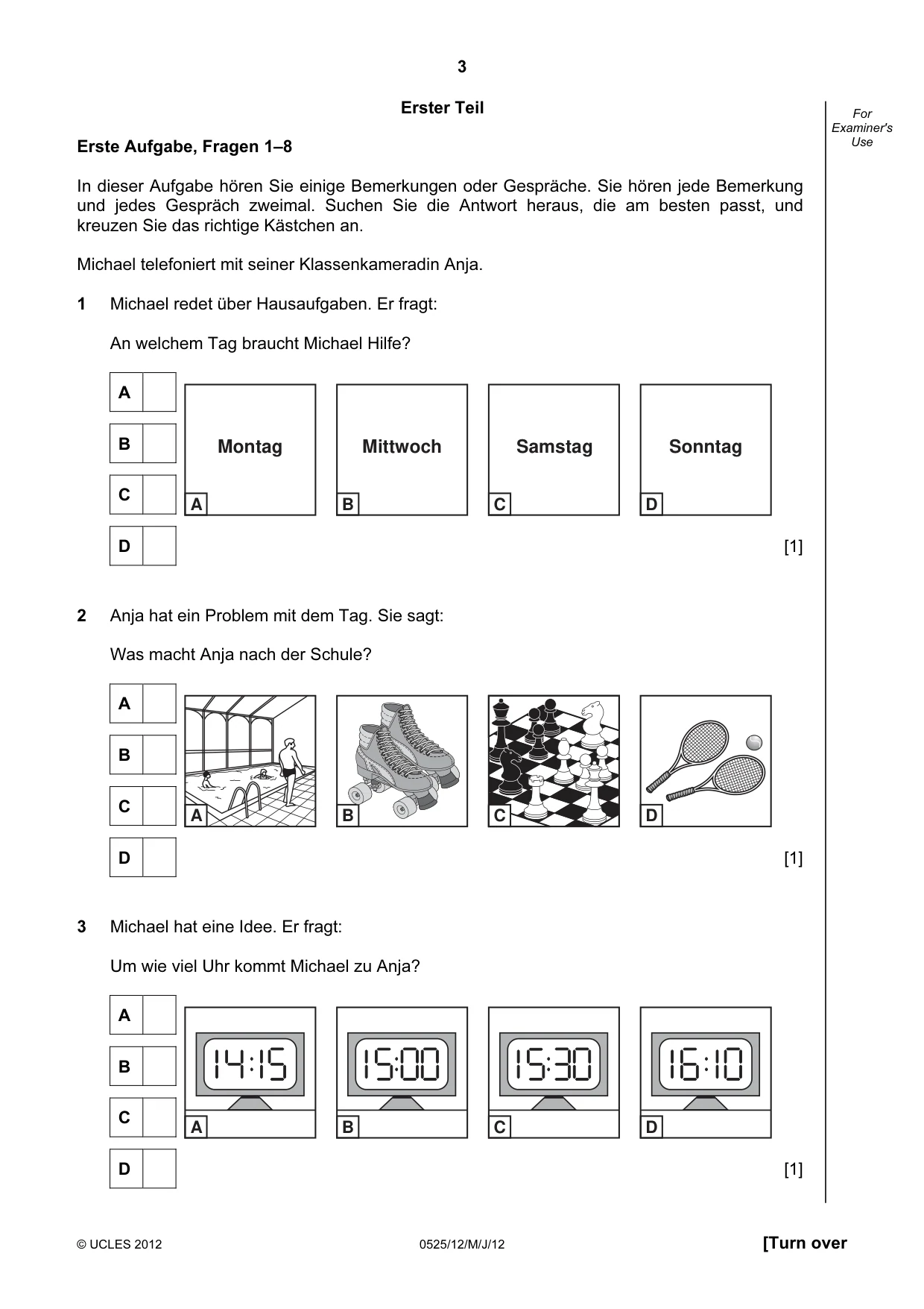 Cambridge IGCSE German - Foreign Language 0525 2012 May/June Paper 1 · Variant 2 question paper, page 3 of 17