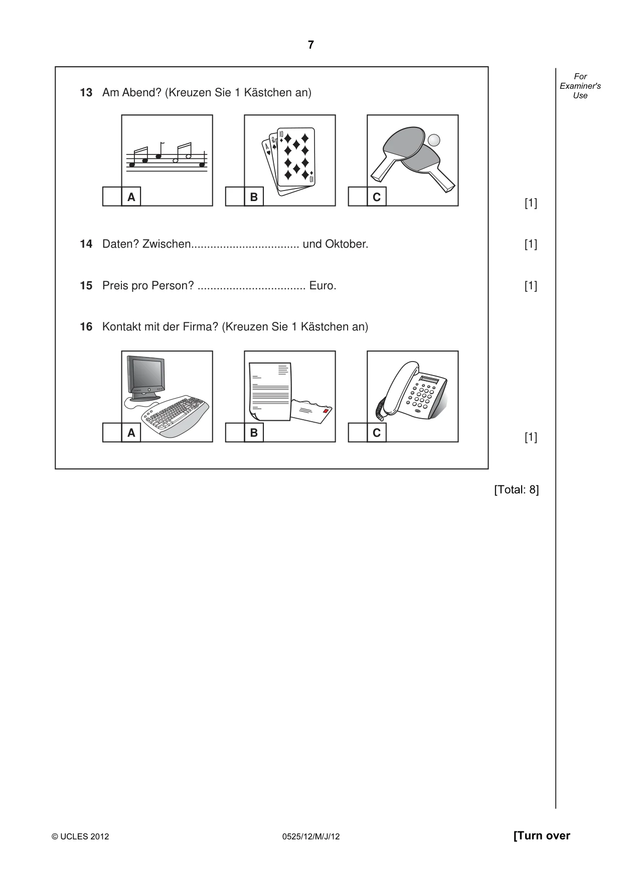 Cambridge IGCSE German - Foreign Language 0525 2012 May/June Paper 1 · Variant 2 question paper, page 7 of 17