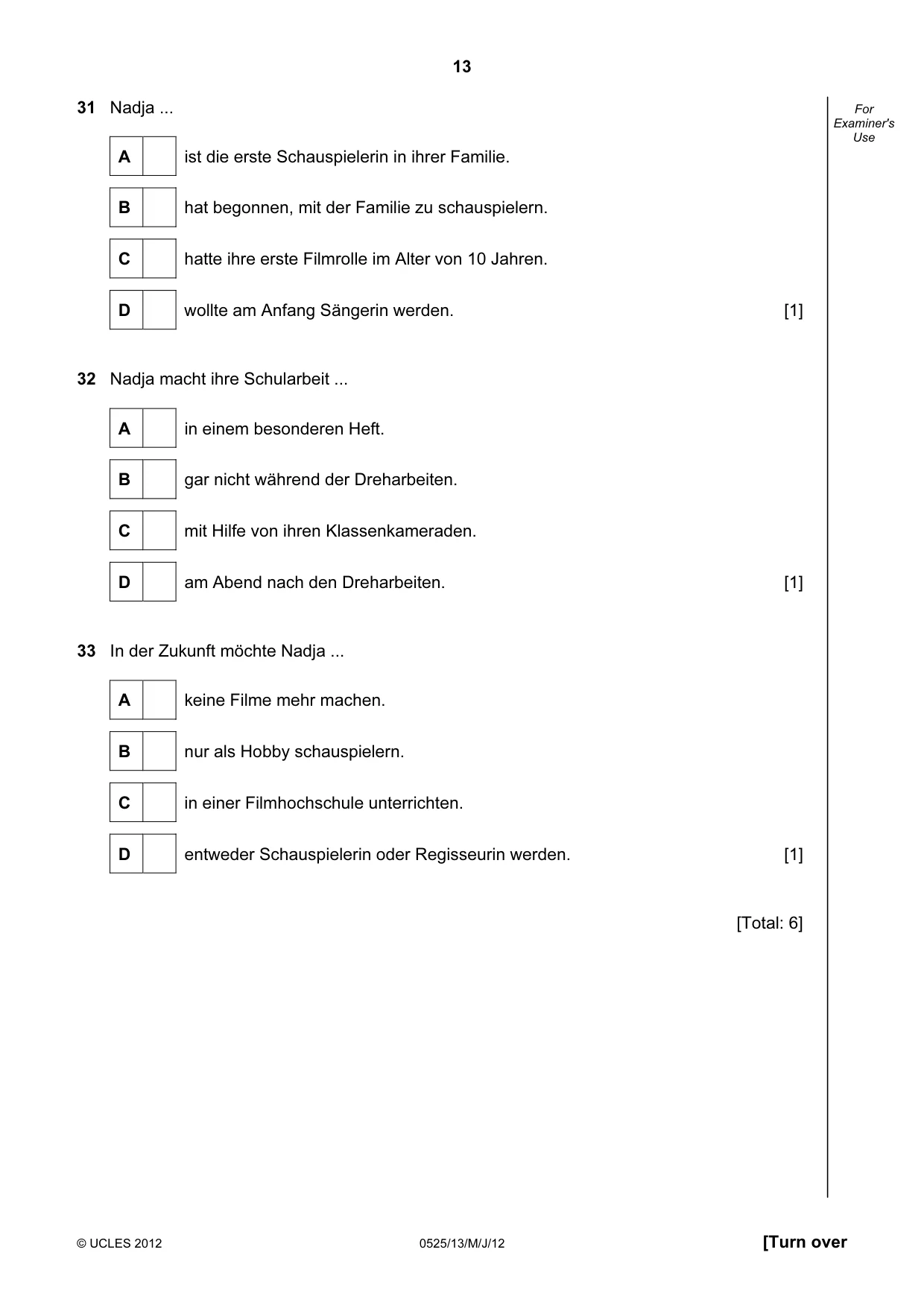 Cambridge IGCSE German - Foreign Language 0525 2012 May/June Paper 1 · Variant 3 question paper, page 13 of 16