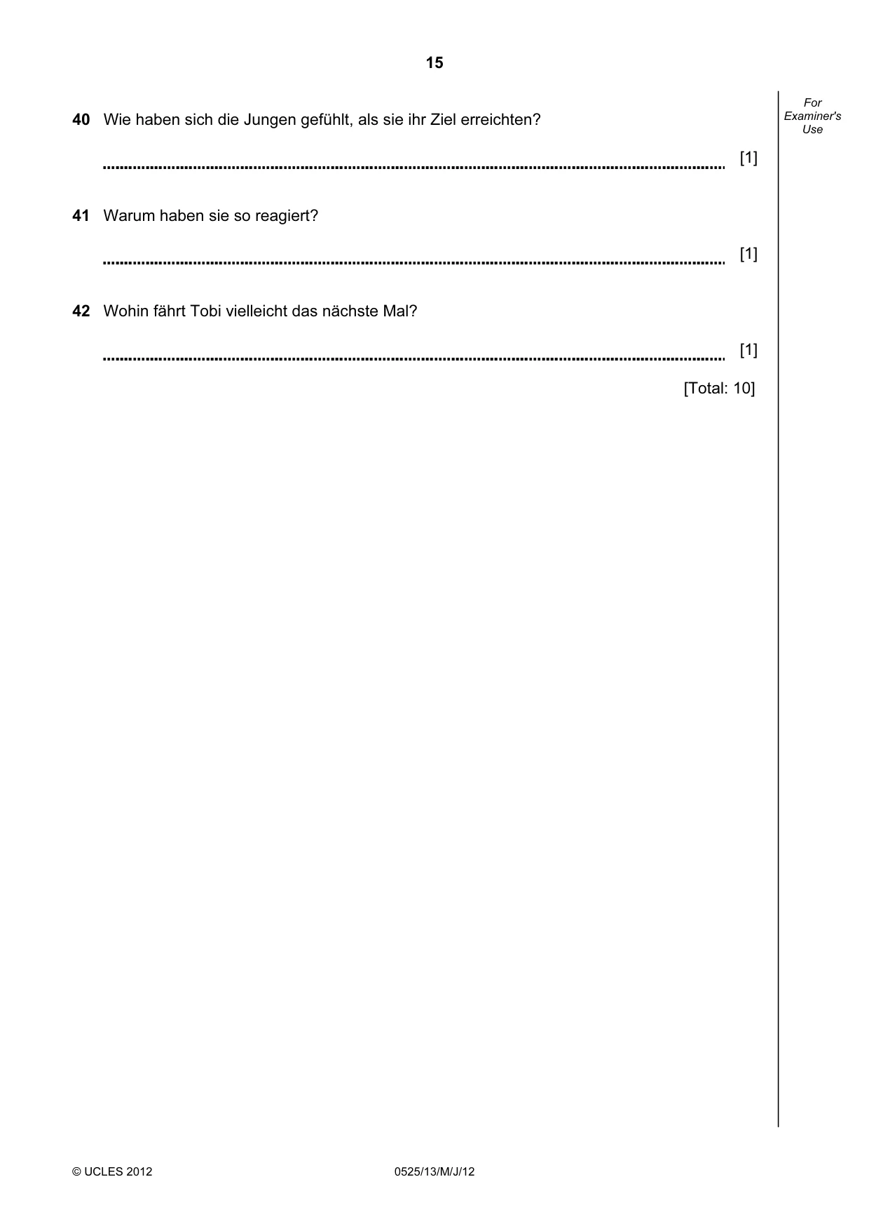 Cambridge IGCSE German - Foreign Language 0525 2012 May/June Paper 1 · Variant 3 question paper, page 15 of 16