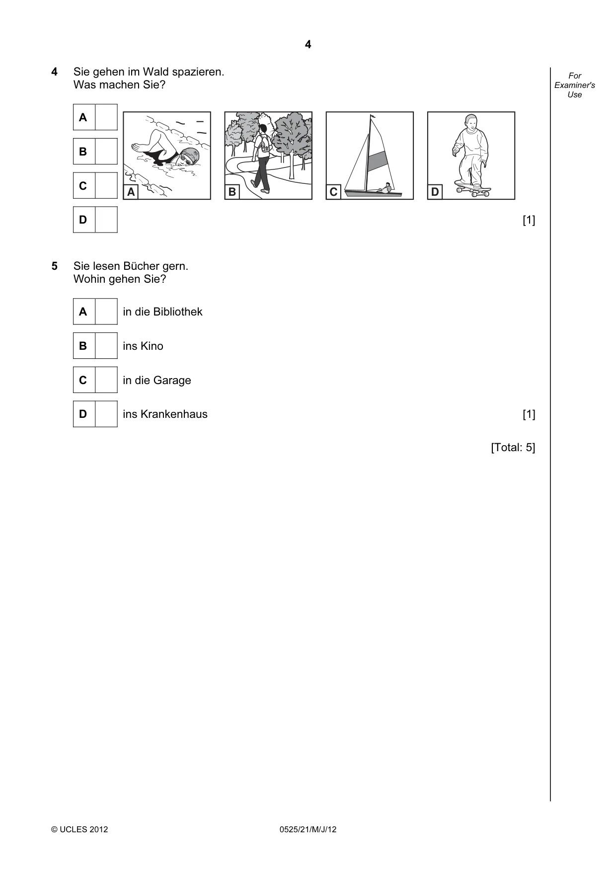 Cambridge IGCSE German - Foreign Language 0525 2012 May/June Paper 2 · Variant 1 question paper, page 4 of 20