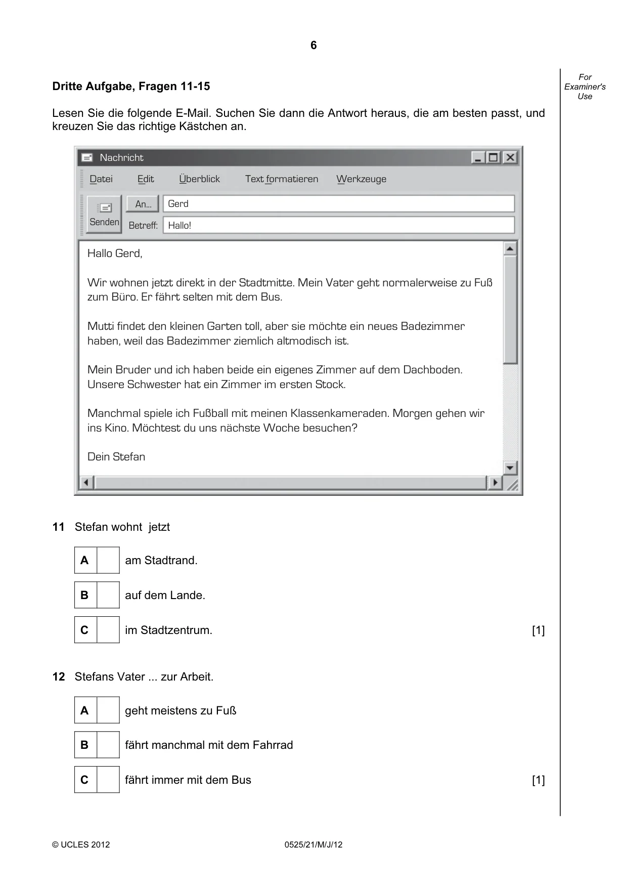 Cambridge IGCSE German - Foreign Language 0525 2012 May/June Paper 2 · Variant 1 question paper, page 6 of 20