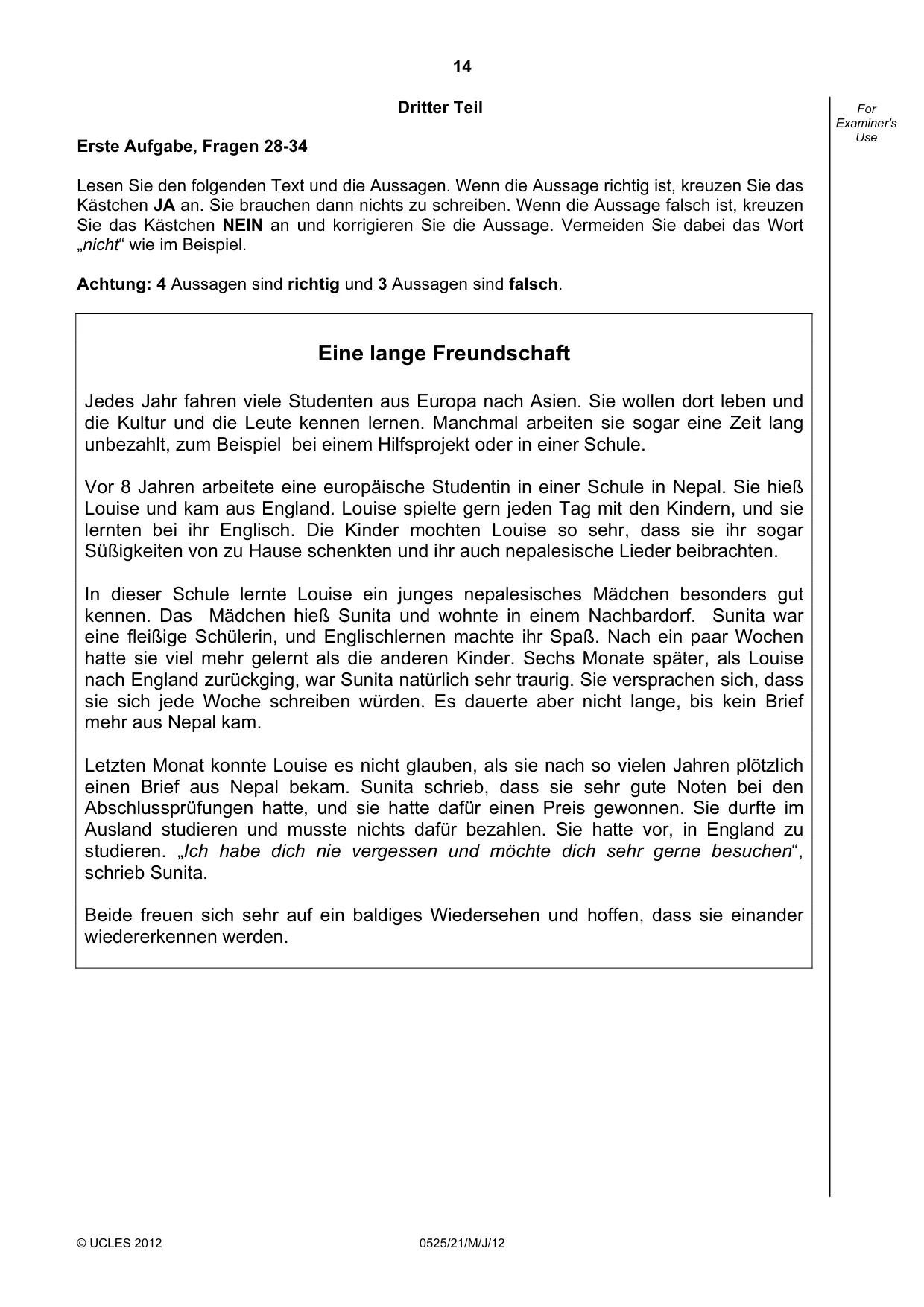 Cambridge IGCSE German - Foreign Language 0525 2012 May/June Paper 2 · Variant 1 question paper, page 14 of 20