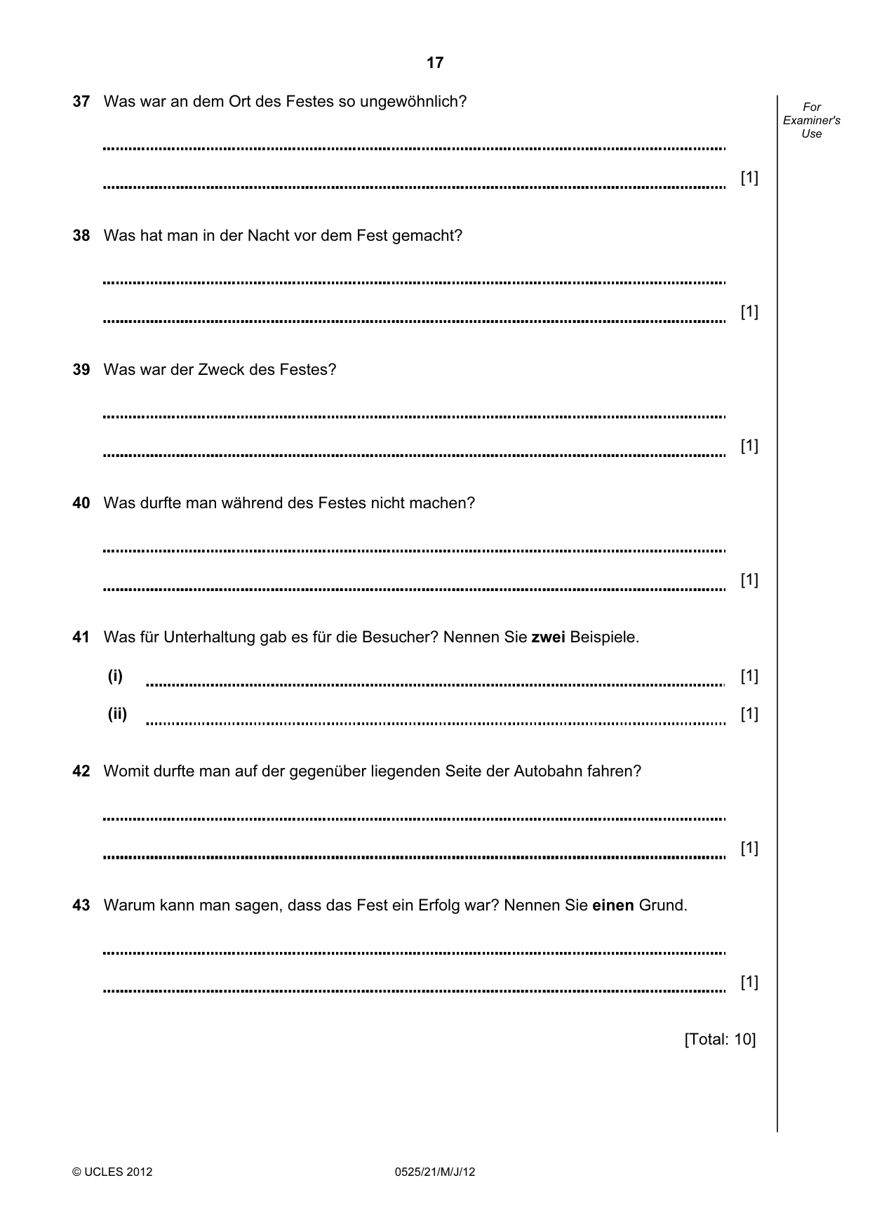 Cambridge IGCSE German - Foreign Language 0525 2012 May/June Paper 2 · Variant 1 question paper, page 17 of 20