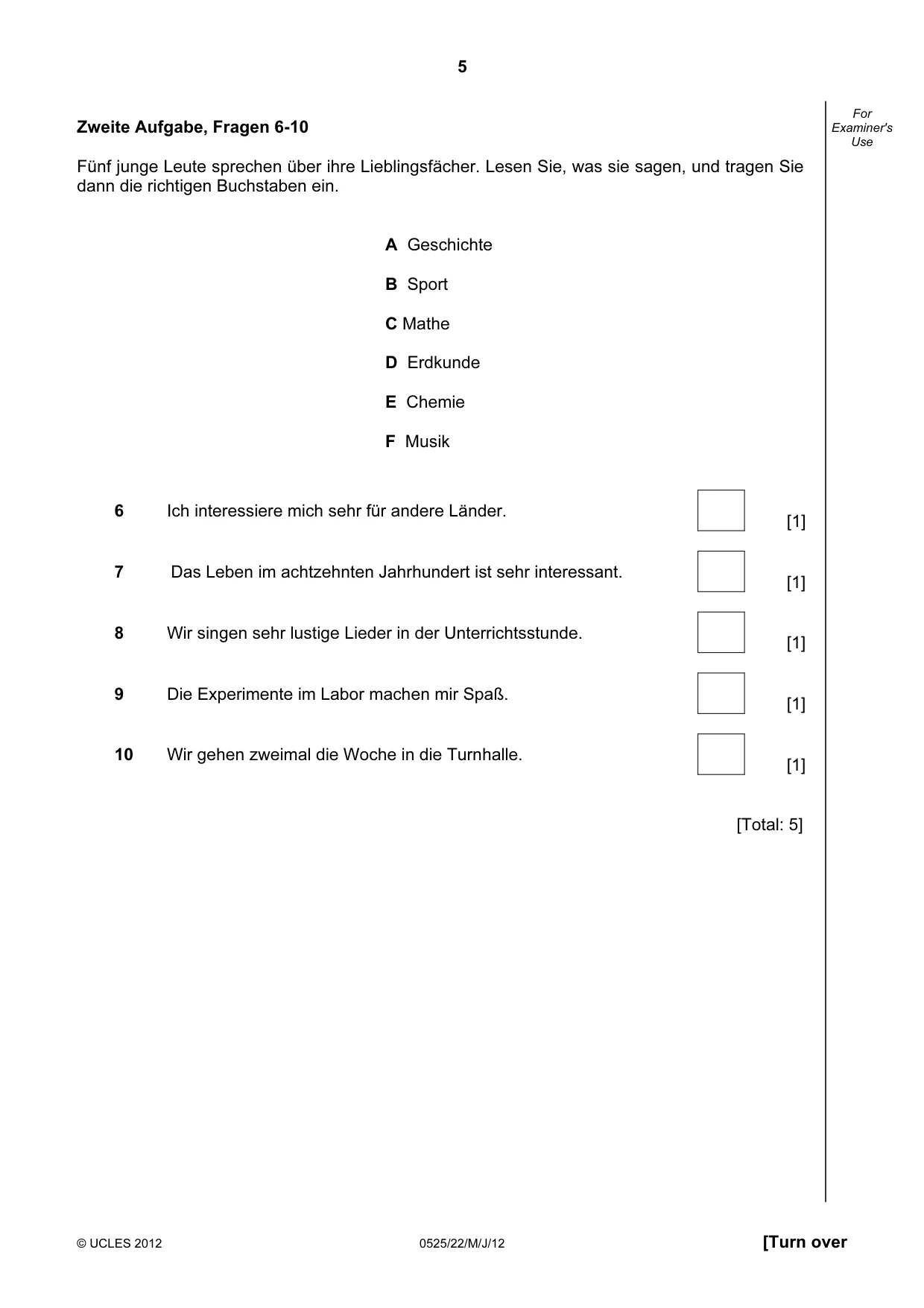 Cambridge IGCSE German - Foreign Language 0525 2012 May/June Paper 2 · Variant 2 question paper, page 5 of 20