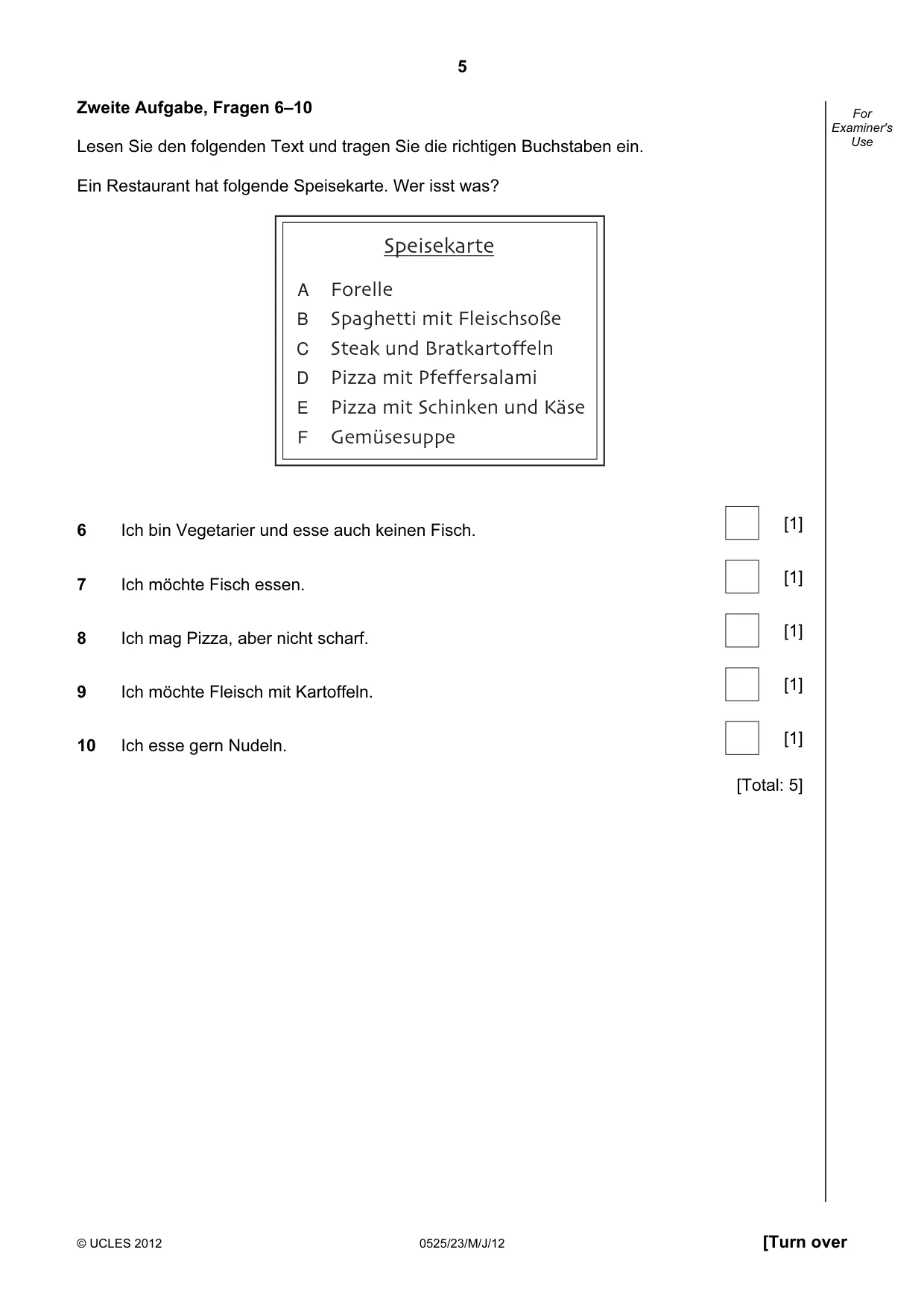 Cambridge IGCSE German - Foreign Language 0525 2012 May/June Paper 2 · Variant 3 question paper, page 5 of 20