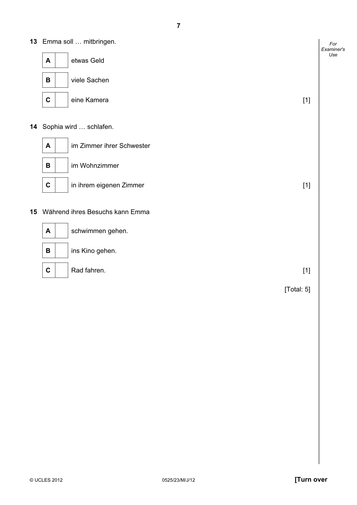 Cambridge IGCSE German - Foreign Language 0525 2012 May/June Paper 2 · Variant 3 question paper, page 7 of 20