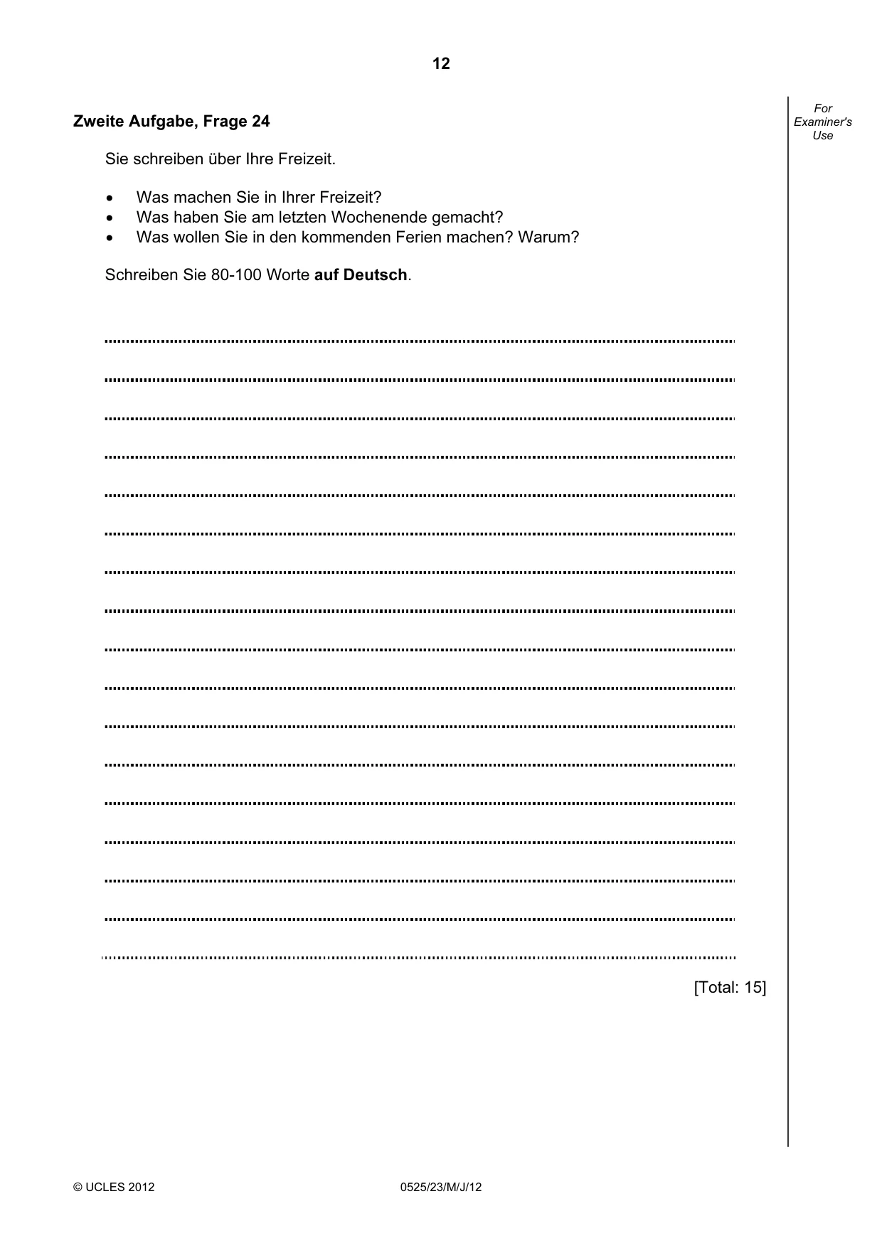 Cambridge IGCSE German - Foreign Language 0525 2012 May/June Paper 2 · Variant 3 question paper, page 12 of 20