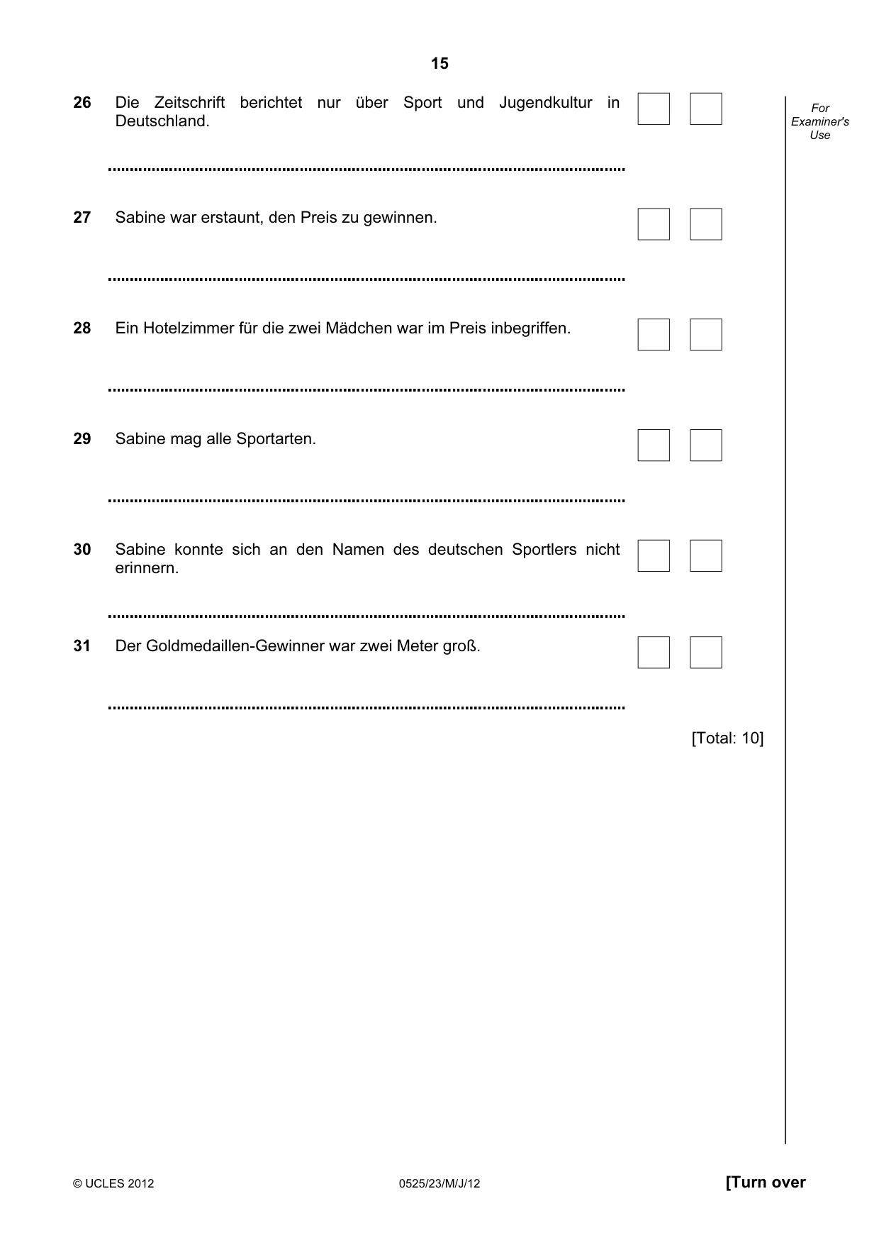 Cambridge IGCSE German - Foreign Language 0525 2012 May/June Paper 2 · Variant 3 question paper, page 15 of 20