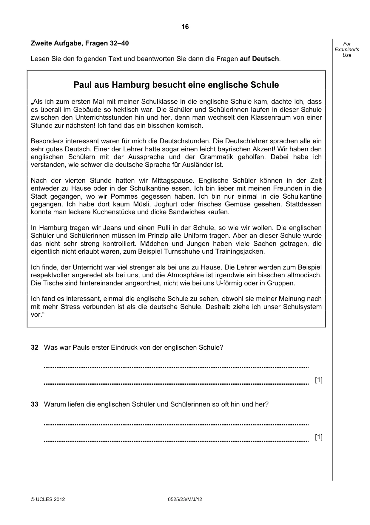 Cambridge IGCSE German - Foreign Language 0525 2012 May/June Paper 2 · Variant 3 question paper, page 16 of 20