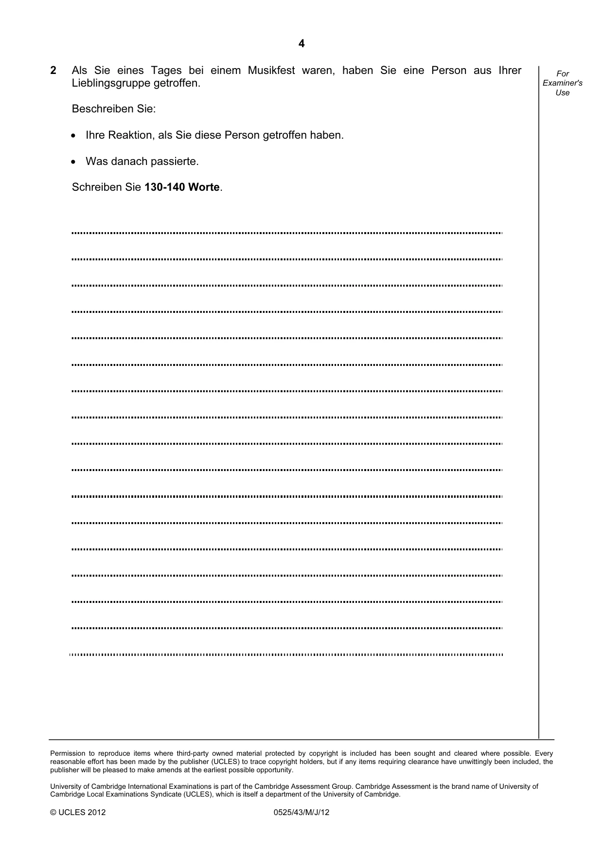 Cambridge IGCSE German - Foreign Language 0525 2012 May/June Paper 4 · Variant 3 question paper, page 4 of 4