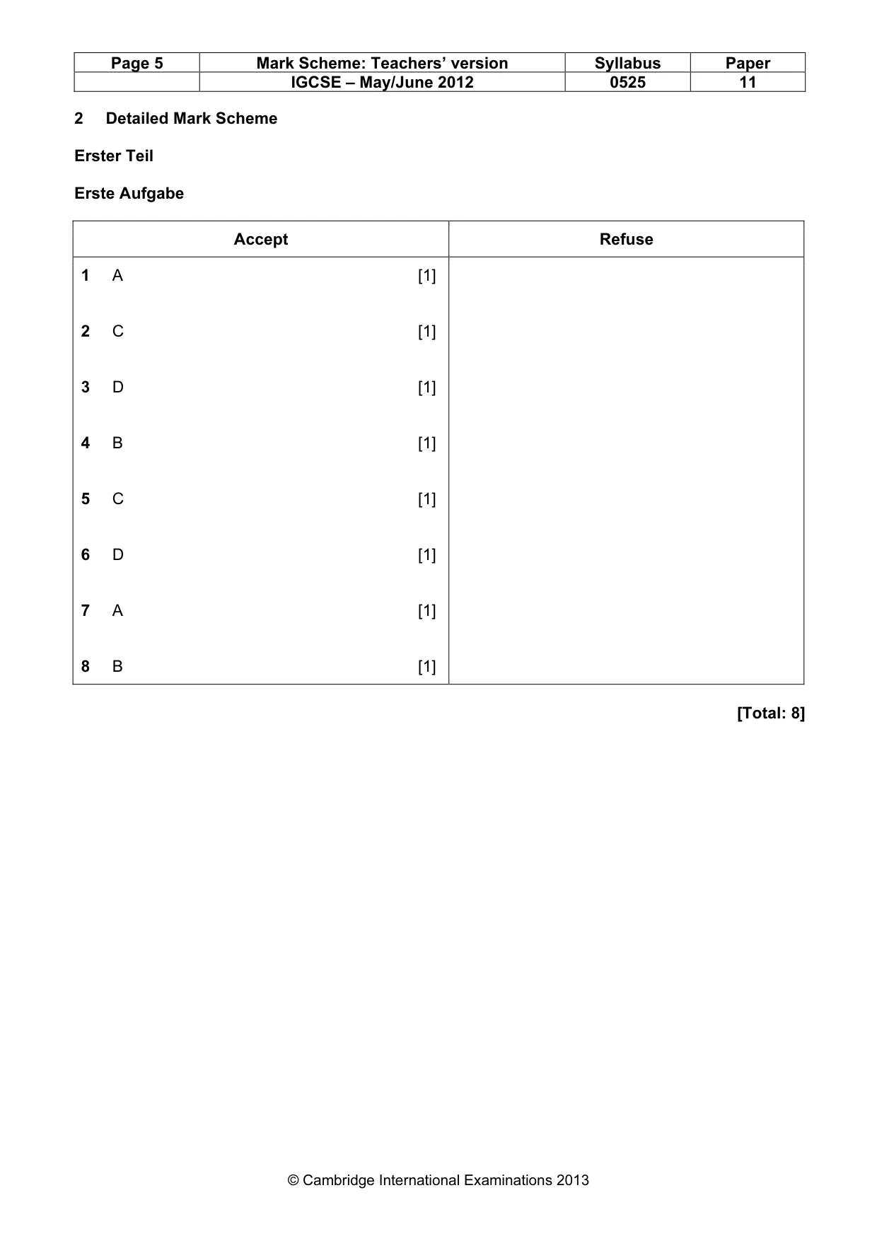 Mark scheme, page 5 of 10