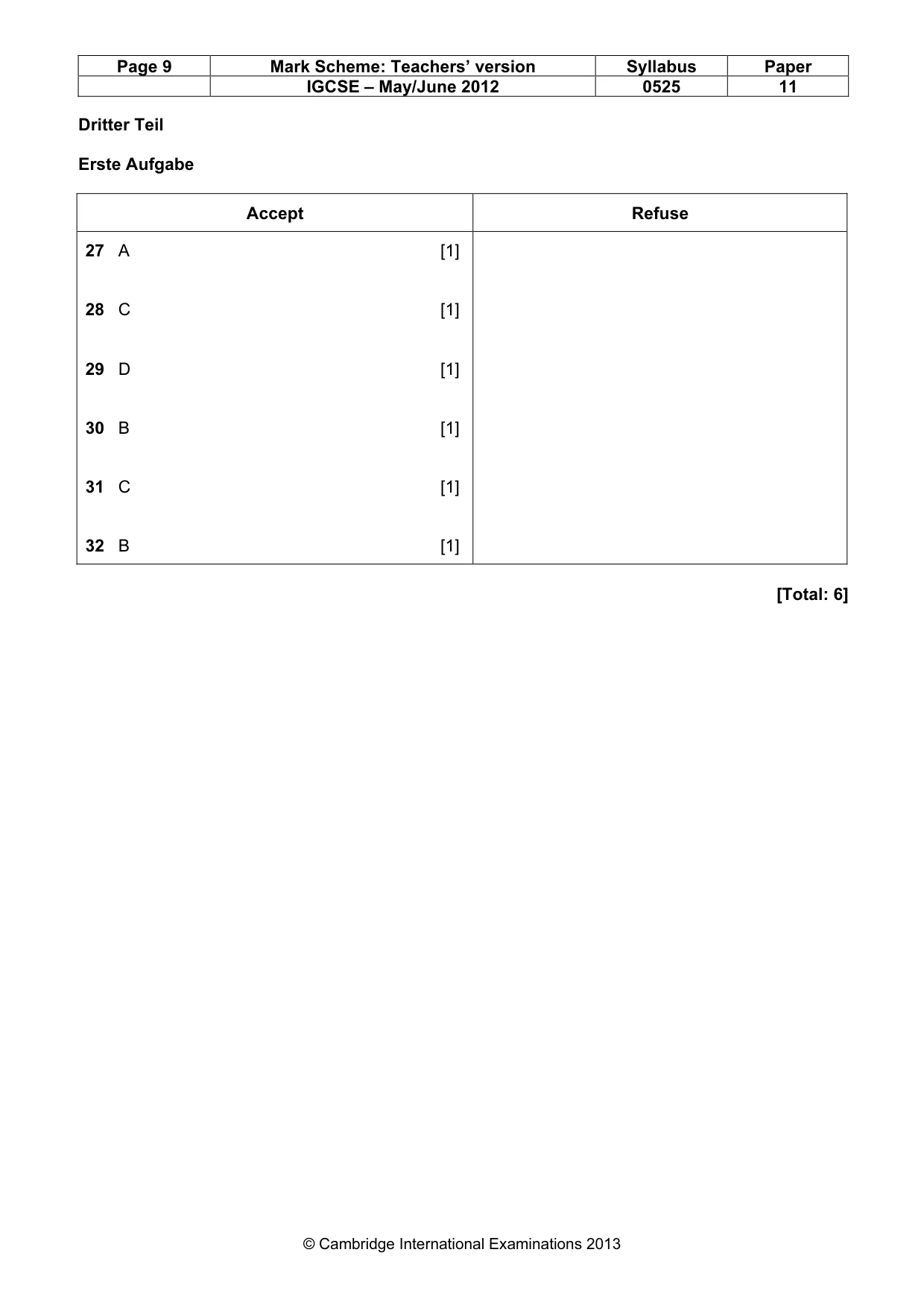 Mark scheme, page 9 of 10