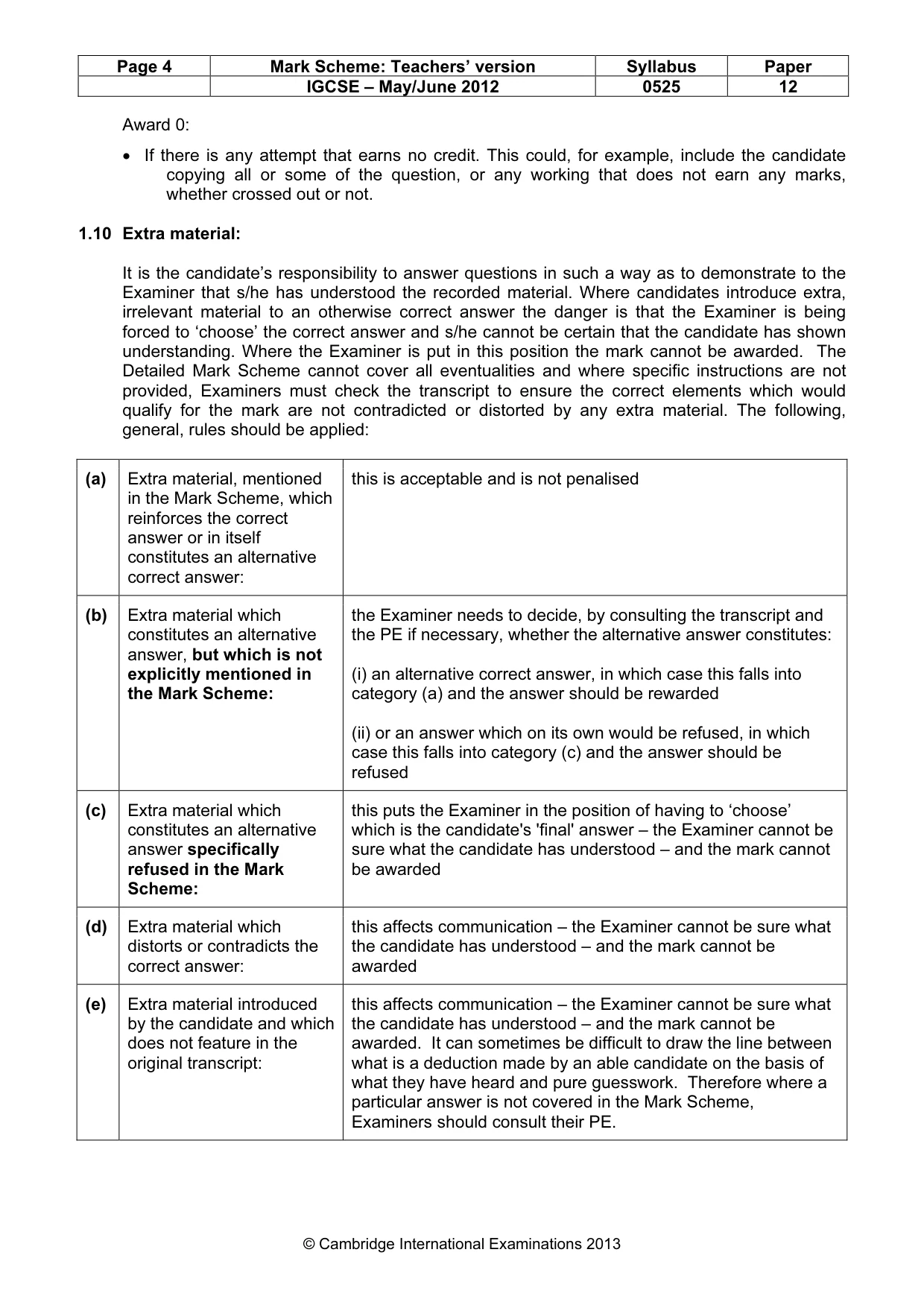 Mark scheme, page 4 of 10