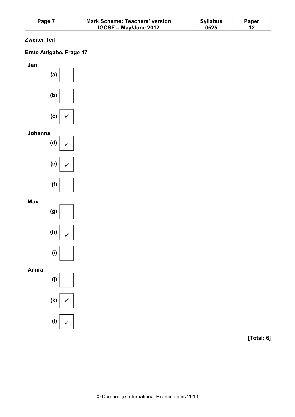 Mark scheme, page 7 of 10