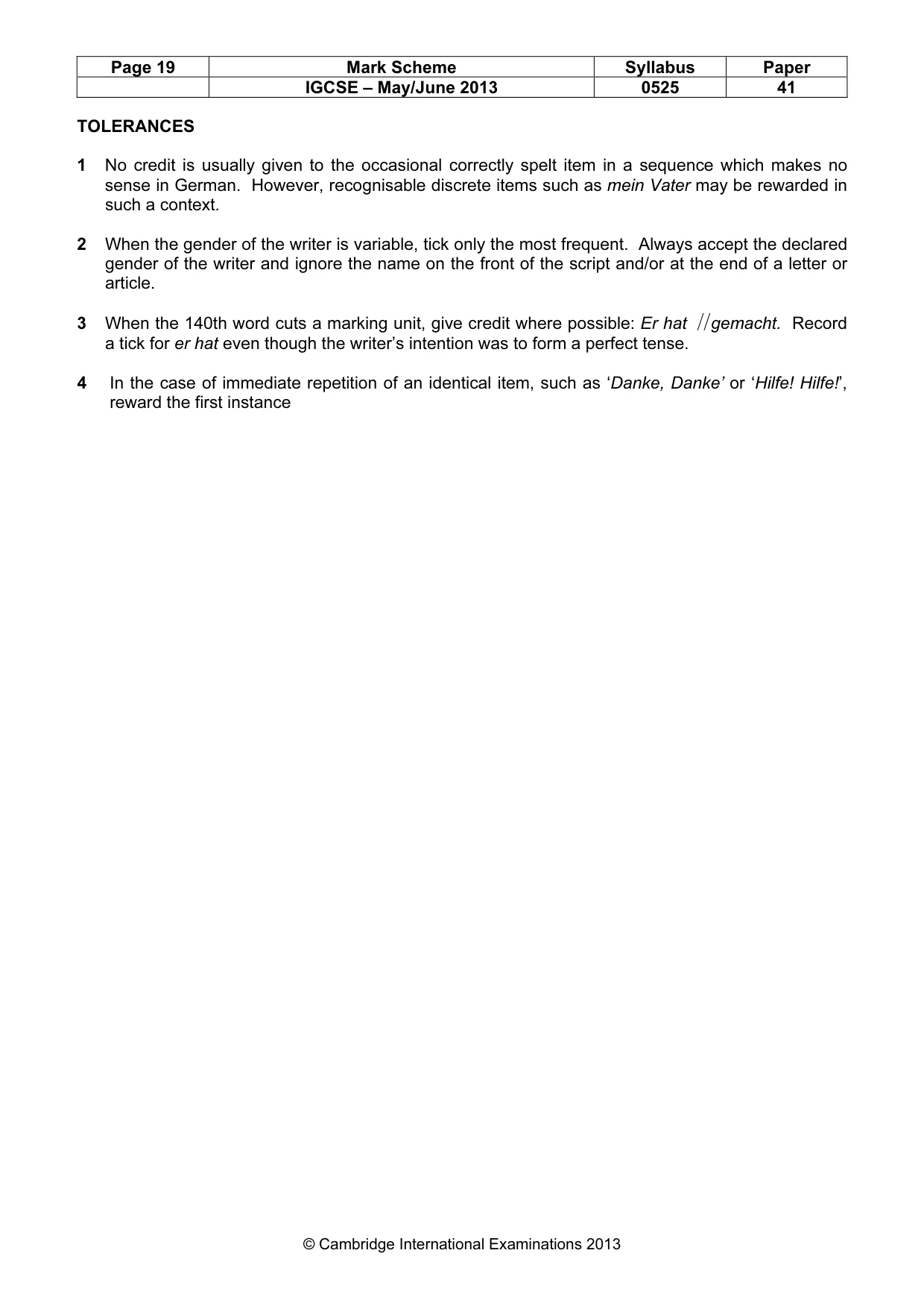 Mark scheme, page 19 of 20
