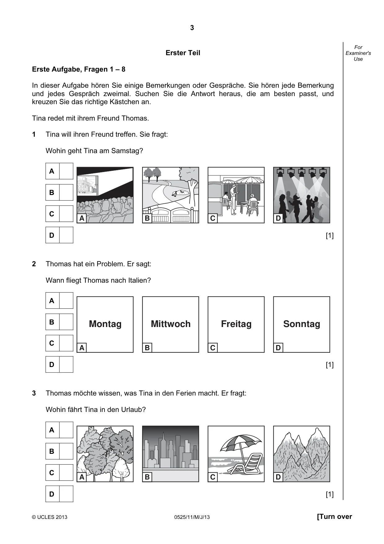 Cambridge IGCSE German - Foreign Language 0525 2013 May/June Paper 1 · Variant 1 question paper, page 3 of 16