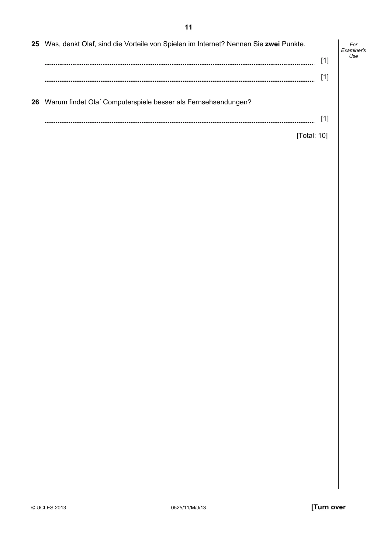 Cambridge IGCSE German - Foreign Language 0525 2013 May/June Paper 1 · Variant 1 question paper, page 11 of 16