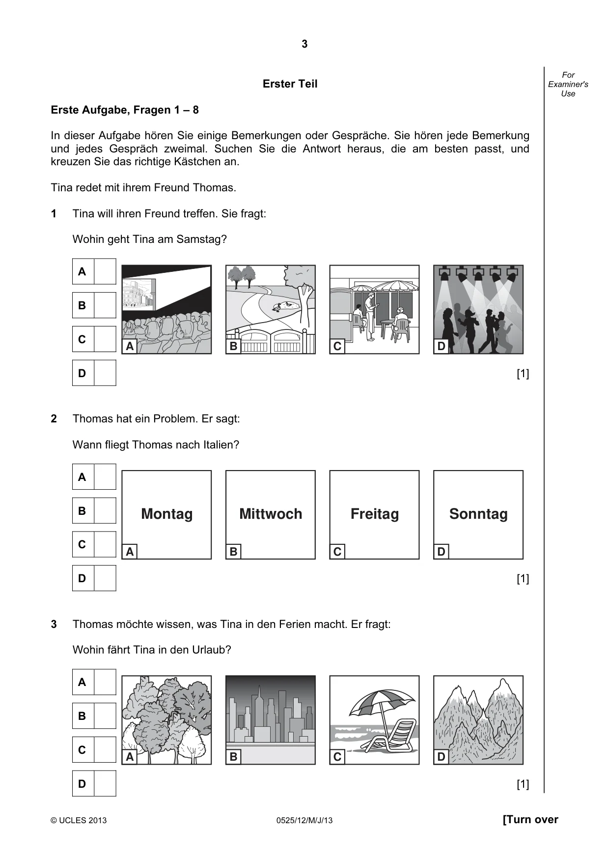 Cambridge IGCSE German - Foreign Language 0525 2013 May/June Paper 1 · Variant 2 question paper, page 3 of 16