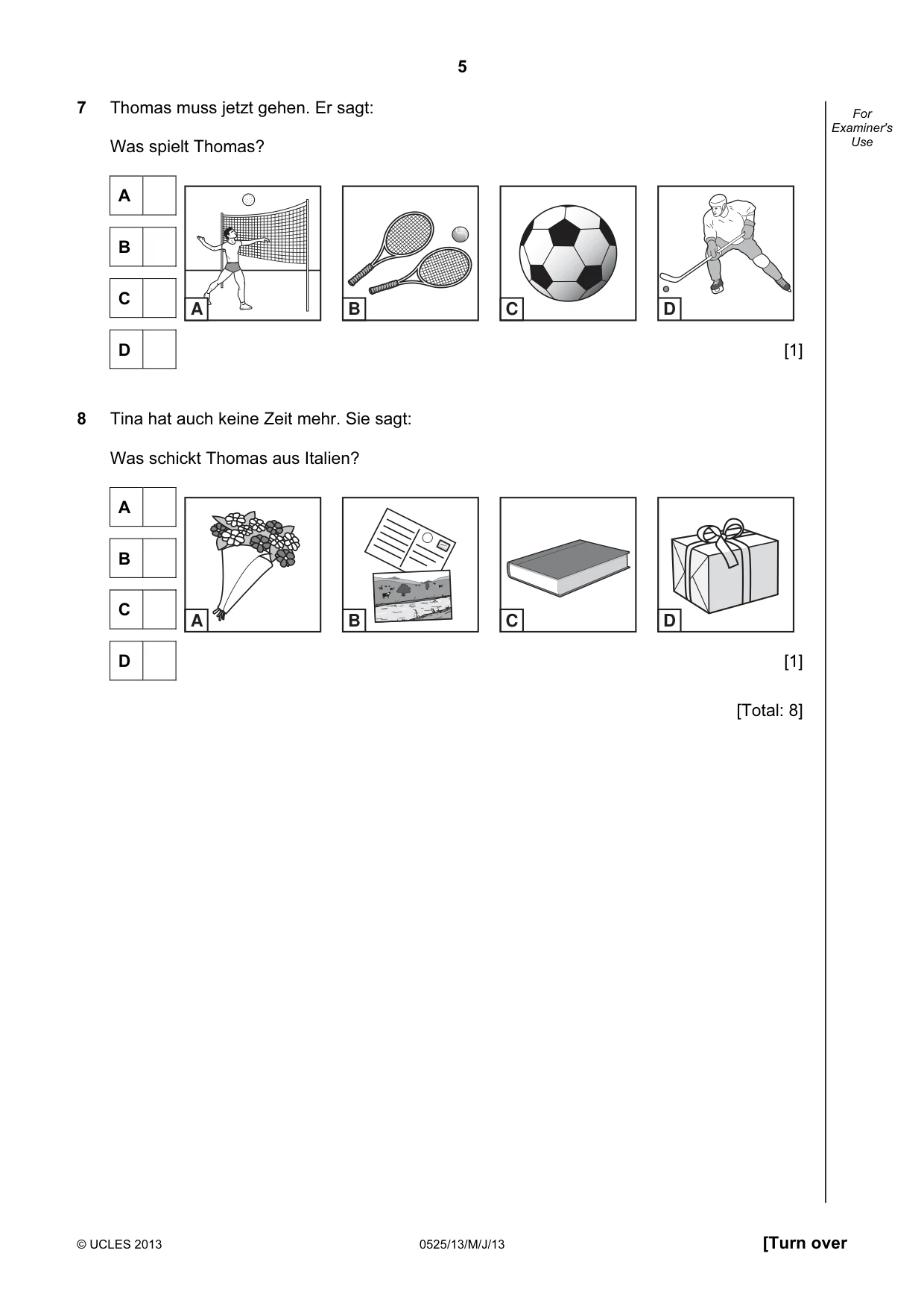 Cambridge IGCSE German - Foreign Language 0525 2013 May/June Paper 1 · Variant 3 question paper, page 5 of 16