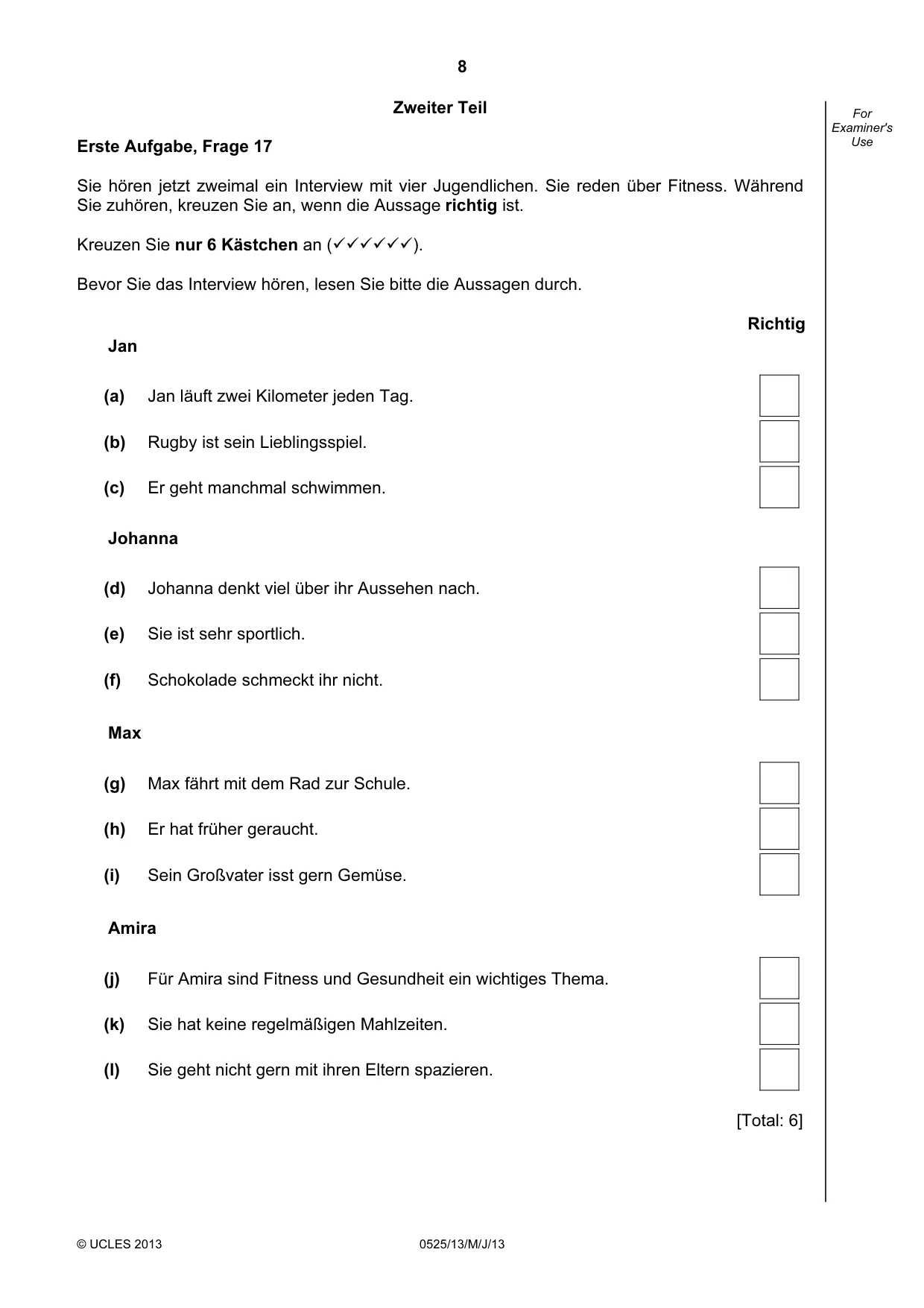 Cambridge IGCSE German - Foreign Language 0525 2013 May/June Paper 1 · Variant 3 question paper, page 8 of 16