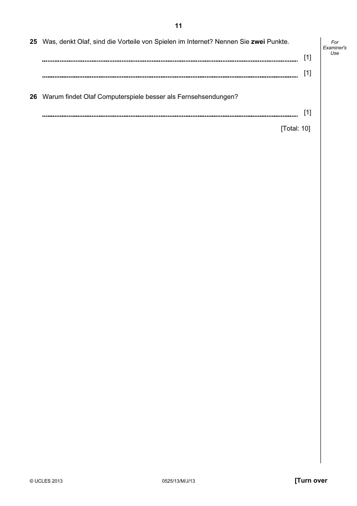 Cambridge IGCSE German - Foreign Language 0525 2013 May/June Paper 1 · Variant 3 question paper, page 11 of 16