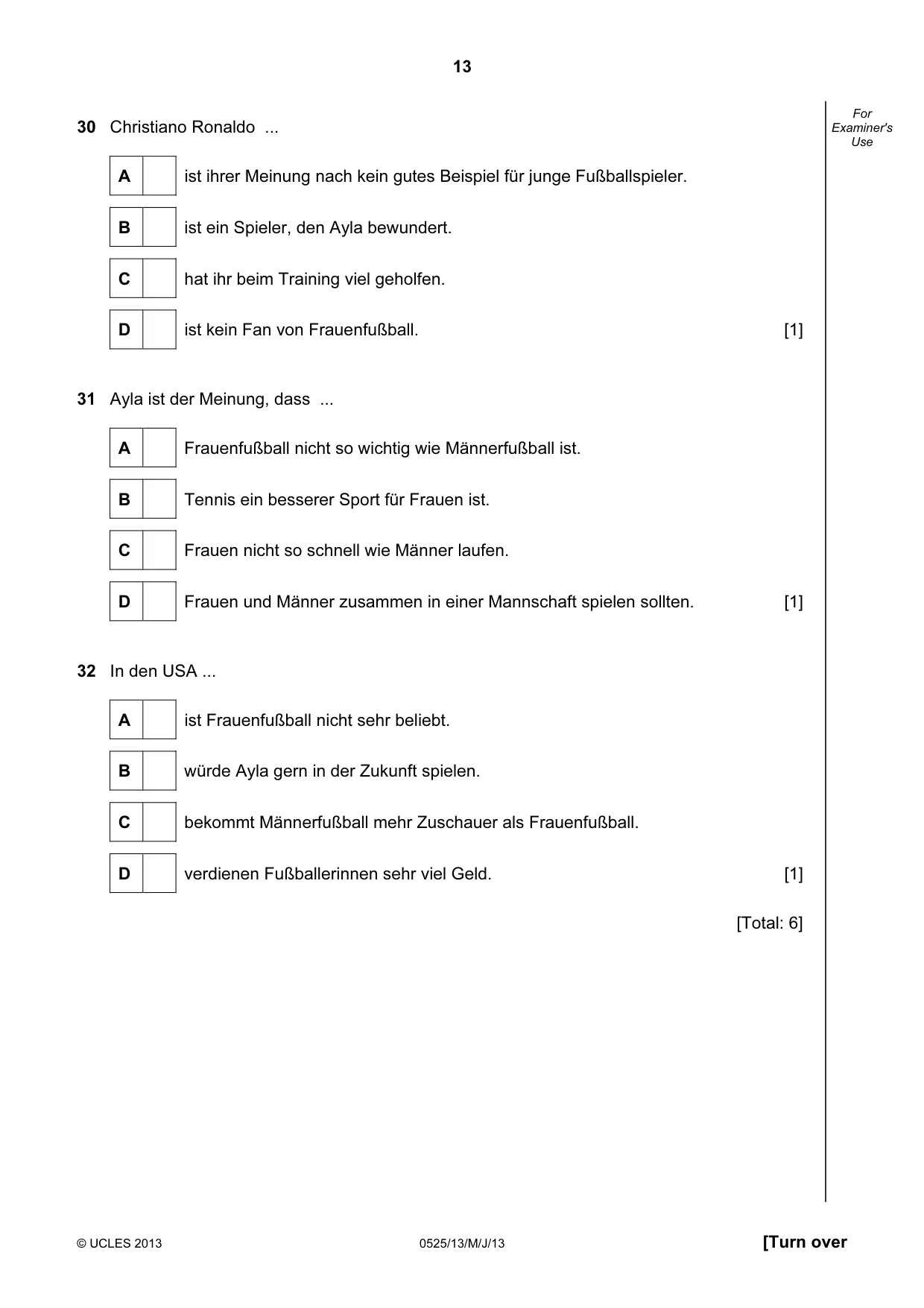 Cambridge IGCSE German - Foreign Language 0525 2013 May/June Paper 1 · Variant 3 question paper, page 13 of 16