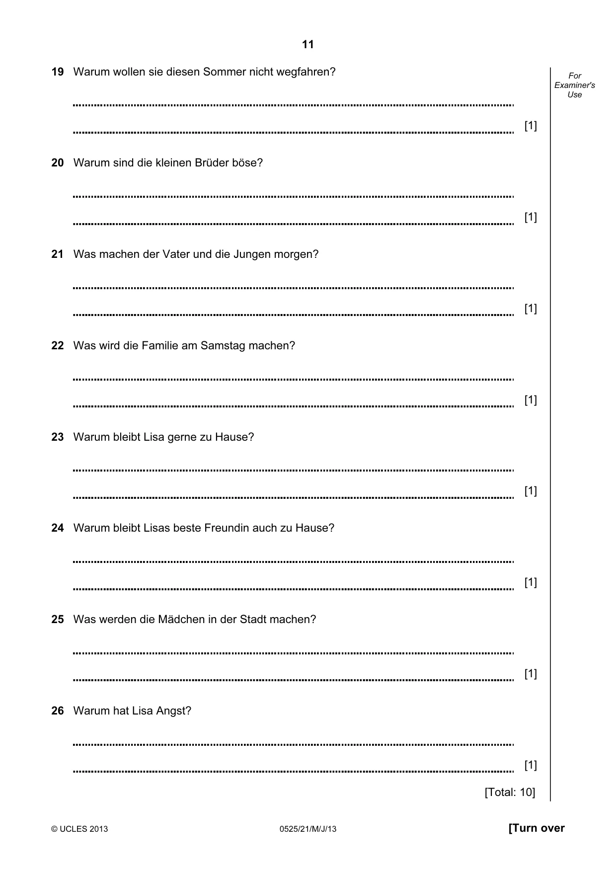 Cambridge IGCSE German - Foreign Language 0525 2013 May/June Paper 2 · Variant 1 question paper, page 11 of 20