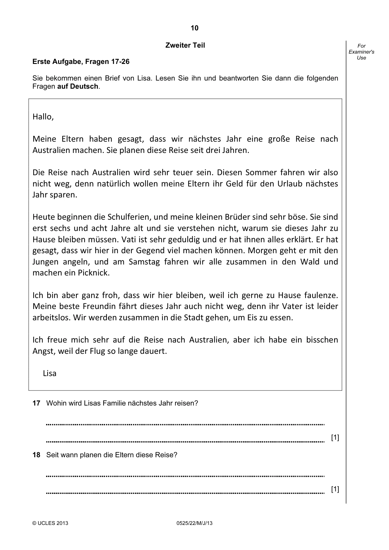Cambridge IGCSE German - Foreign Language 0525 2013 May/June Paper 2 · Variant 2 question paper, page 10 of 20