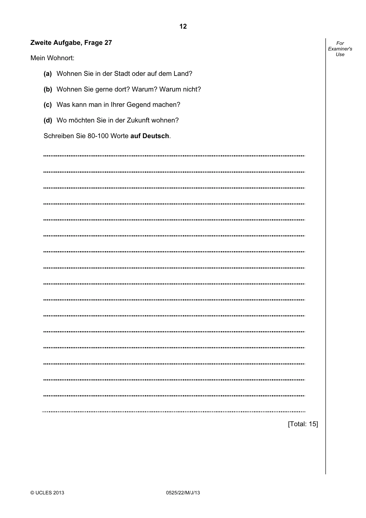 Cambridge IGCSE German - Foreign Language 0525 2013 May/June Paper 2 · Variant 2 question paper, page 12 of 20