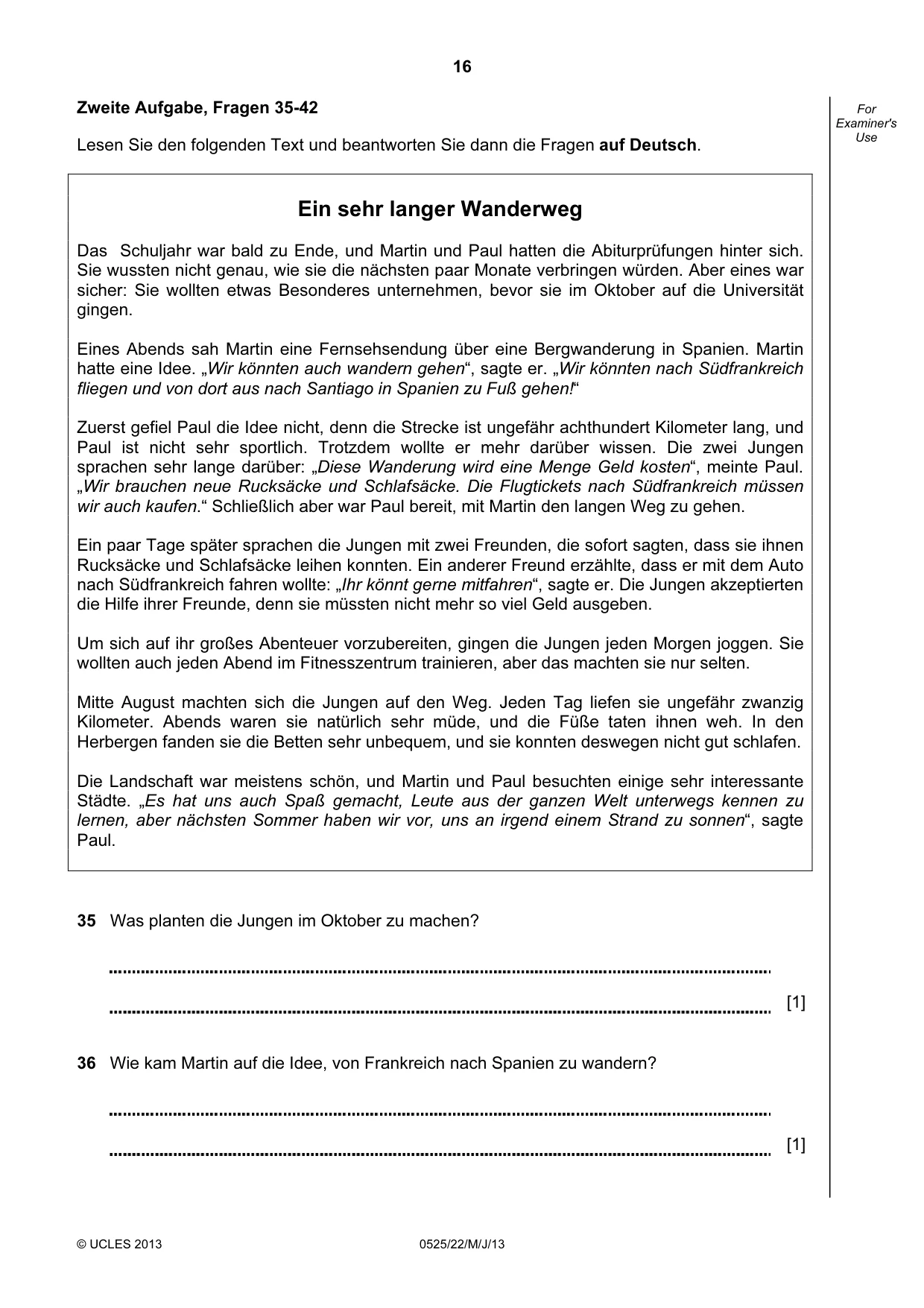 Cambridge IGCSE German - Foreign Language 0525 2013 May/June Paper 2 · Variant 2 question paper, page 16 of 20