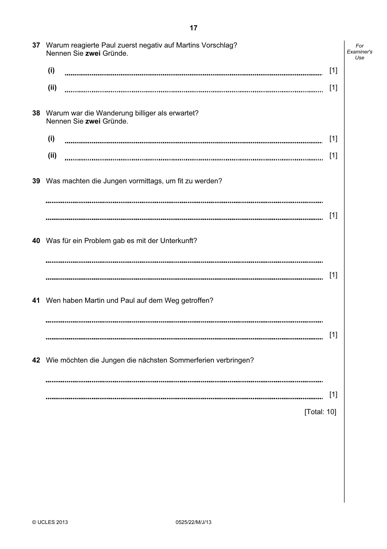 Cambridge IGCSE German - Foreign Language 0525 2013 May/June Paper 2 · Variant 2 question paper, page 17 of 20