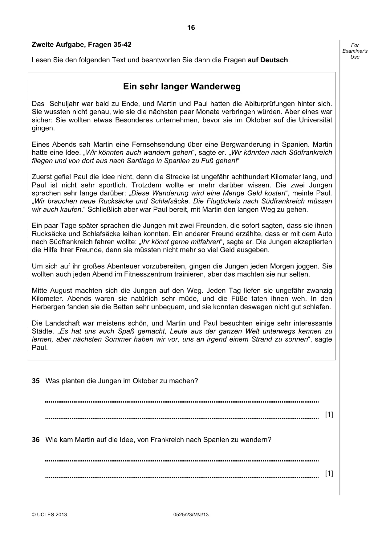 Cambridge IGCSE German - Foreign Language 0525 2013 May/June Paper 2 · Variant 3 question paper, page 16 of 20