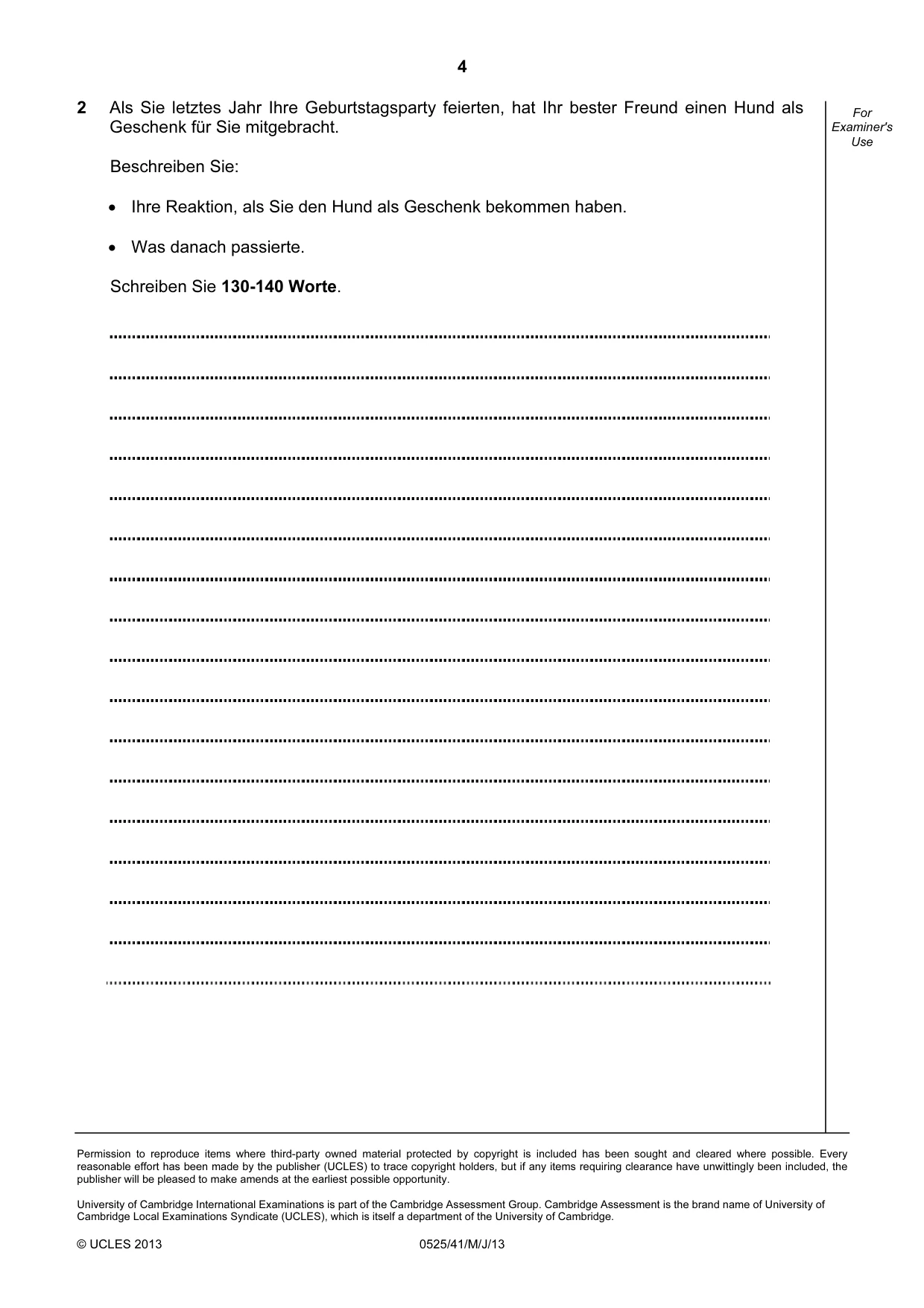 Cambridge IGCSE German - Foreign Language 0525 2013 May/June Paper 4 · Variant 1 question paper, page 4 of 4