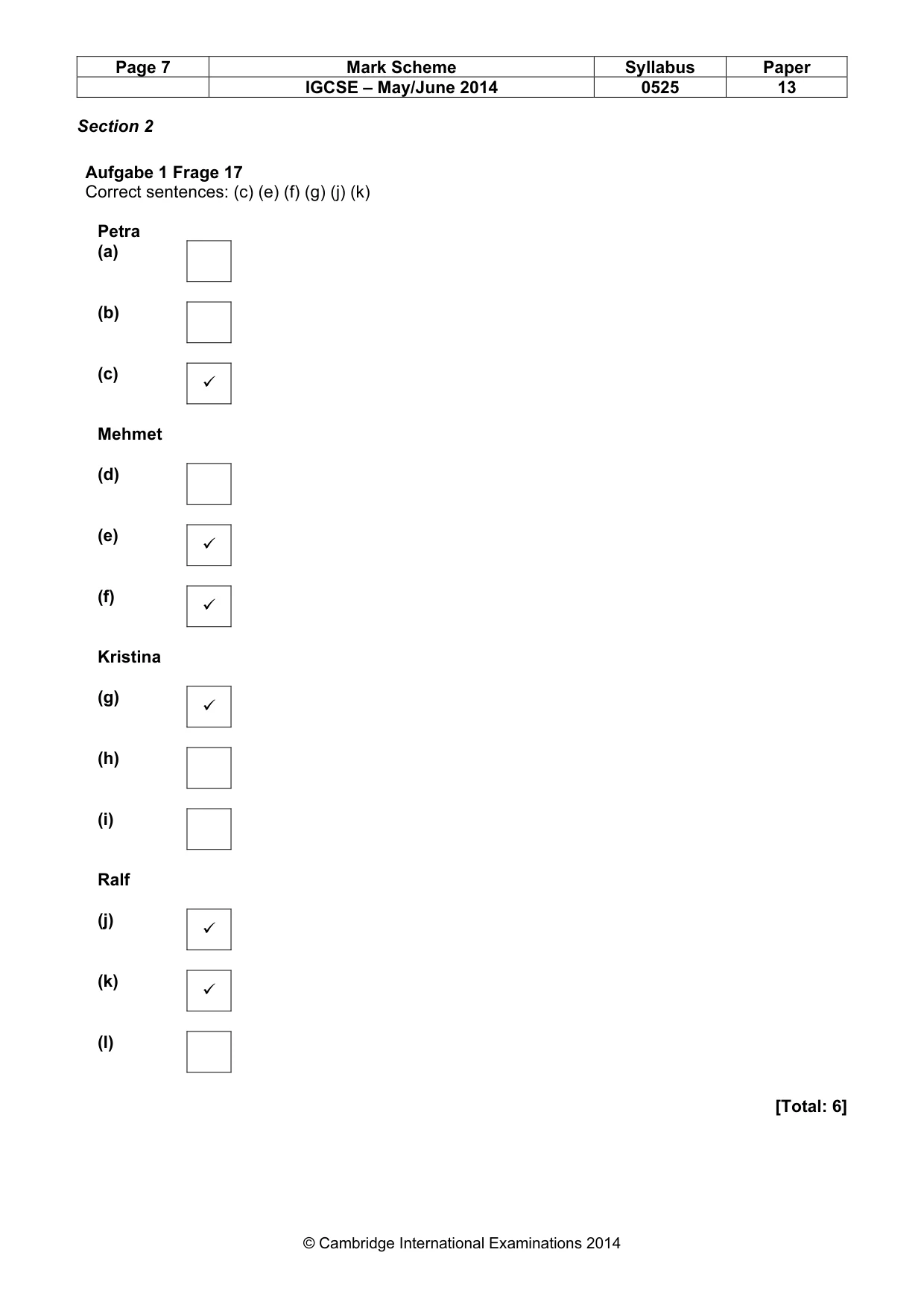 Mark scheme, page 7 of 10