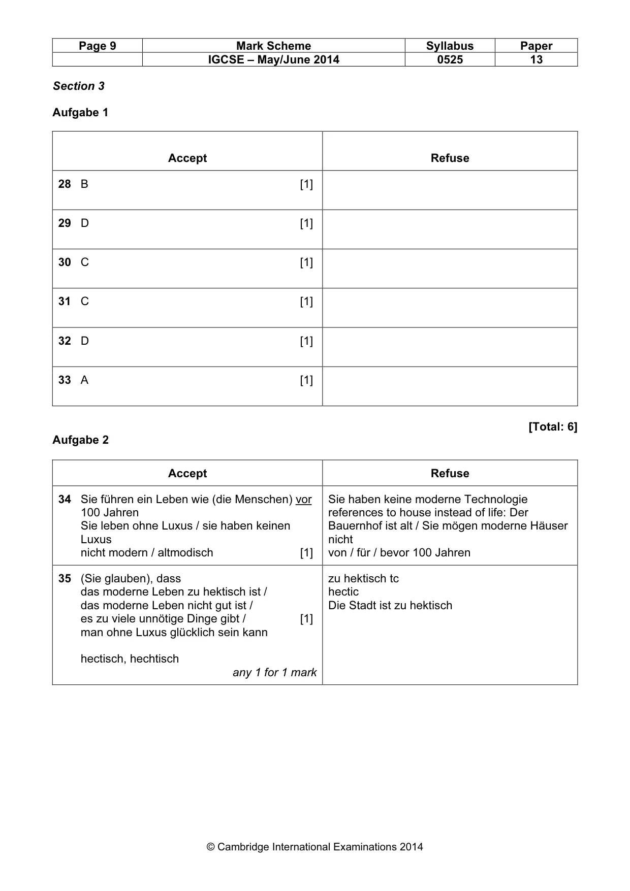 Mark scheme, page 9 of 10
