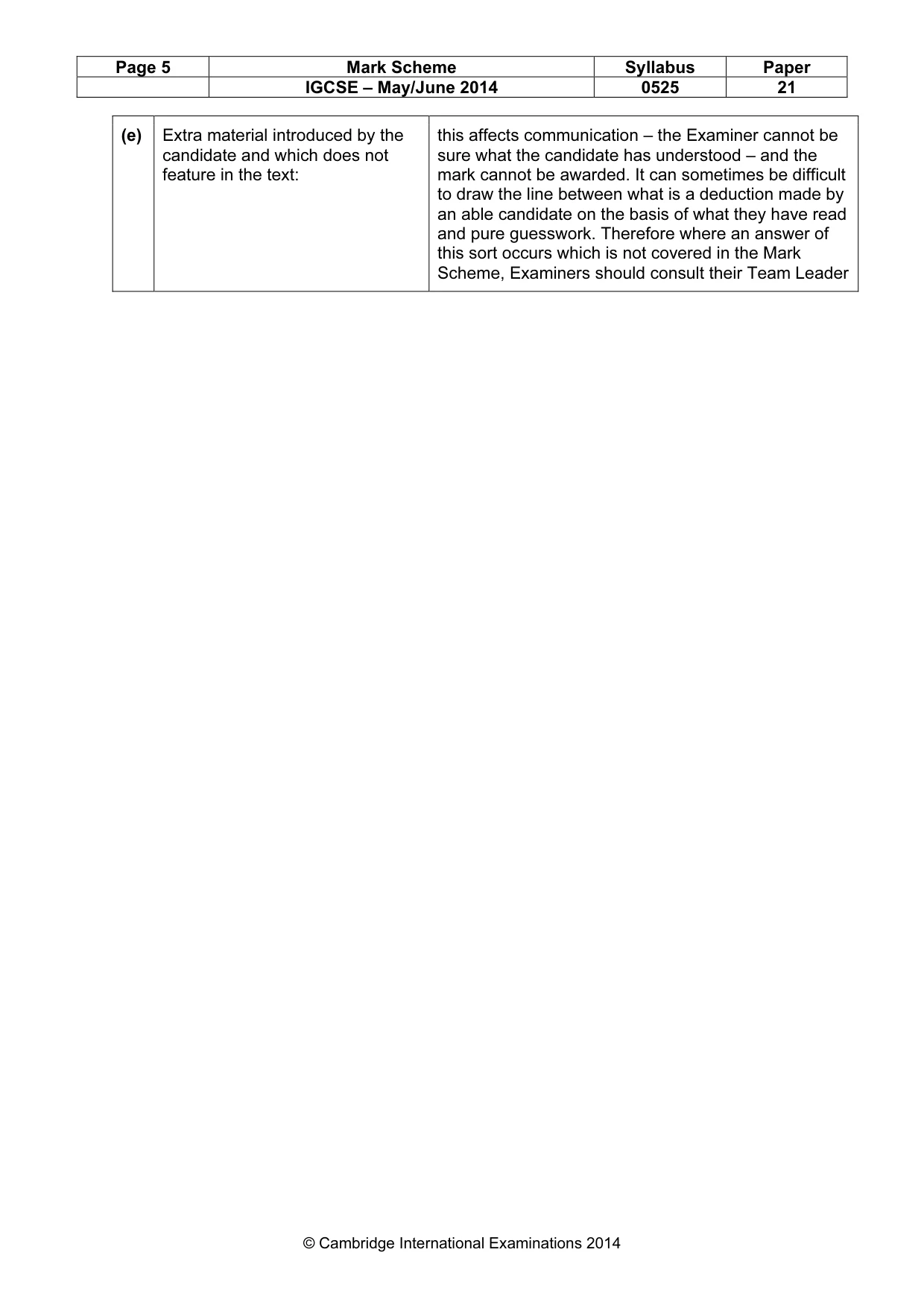 Mark scheme, page 5 of 12
