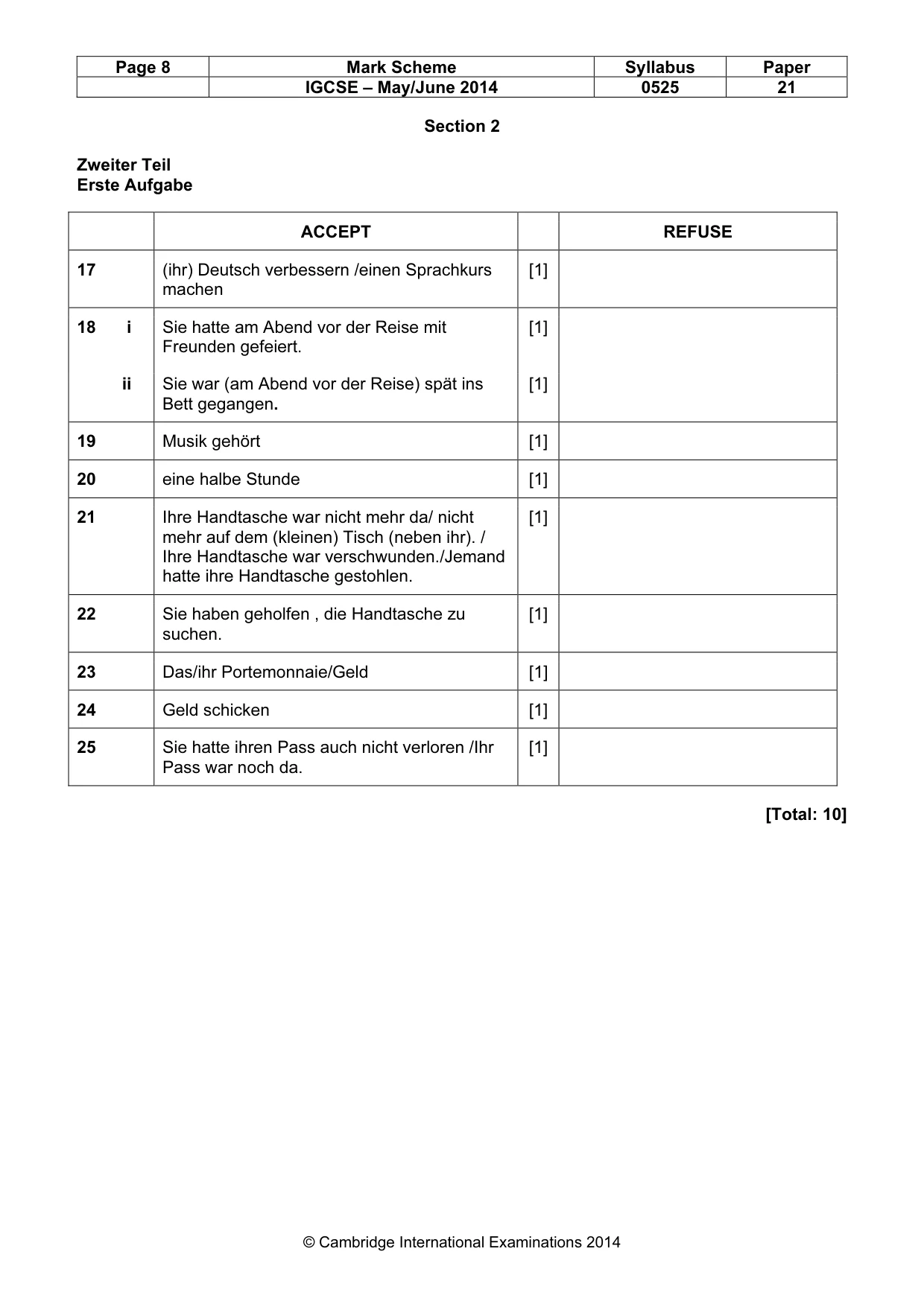 Mark scheme, page 8 of 12