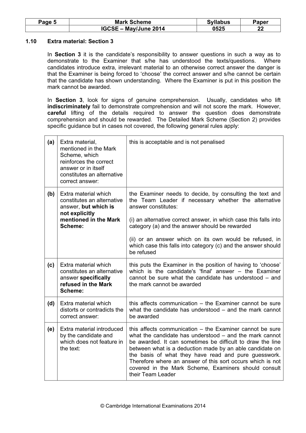 Mark scheme, page 5 of 14